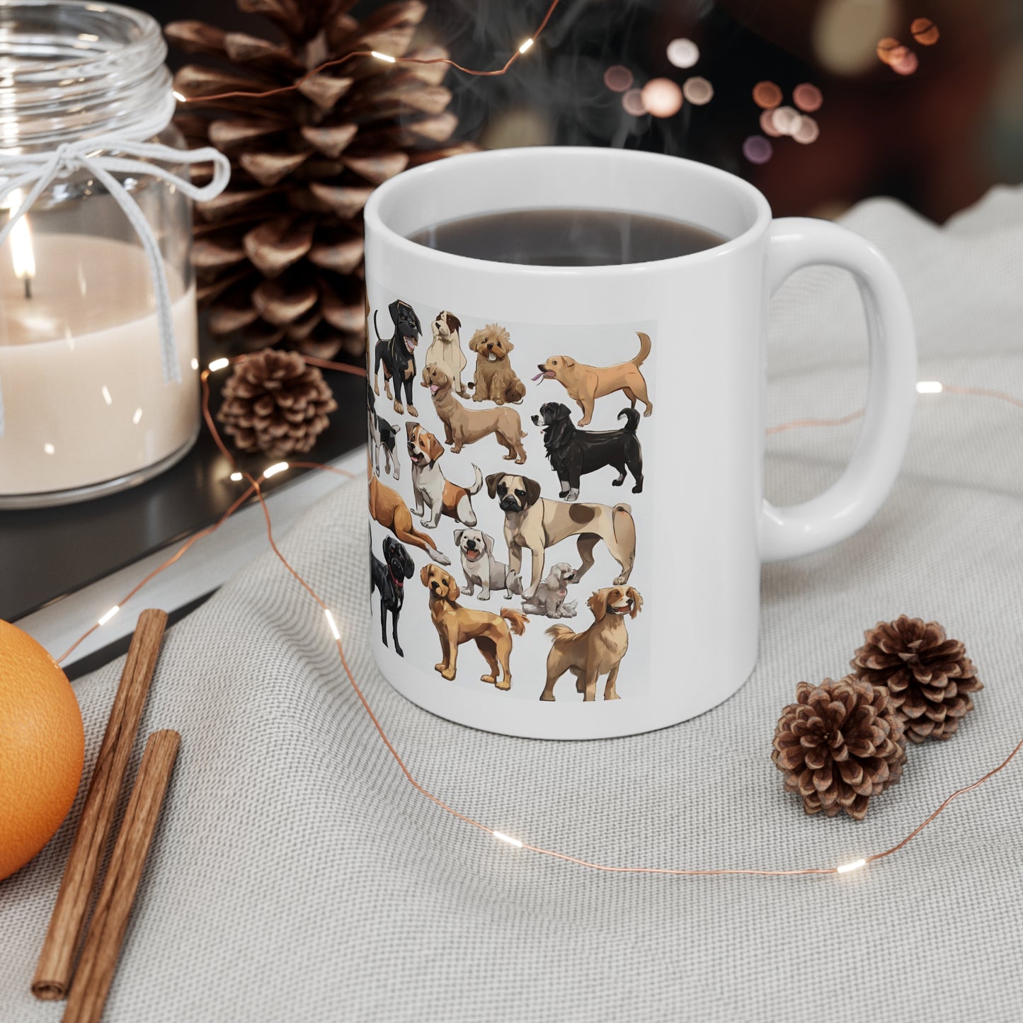 Dog Mom Coffee Mug With Fun "Bunch of Dogs" Design, Great Pet Lover Dog Mom Gift, Ceramic, 11oz