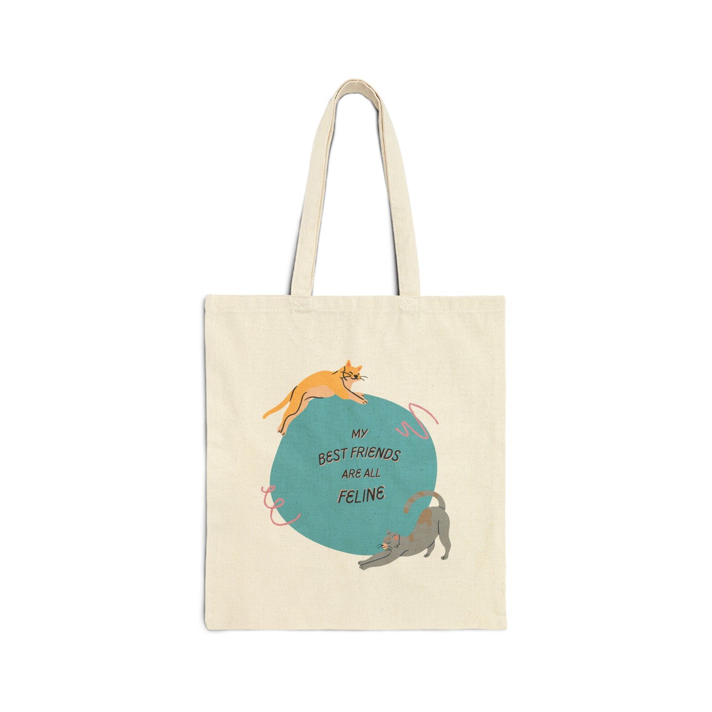 Canvas Cat Lady Tote–"My Best Friends Are All Feline" Slogan