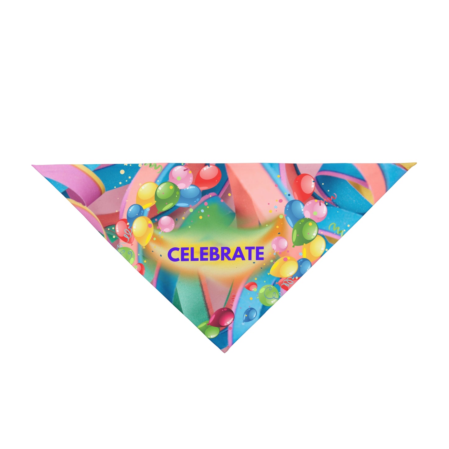 Party Pet Bandana with Colorful "Celebrate" Design, Bright Ribbons and Balloons Birthday Party Design, Special Occasion Pet Apparel Dog Mom Gift