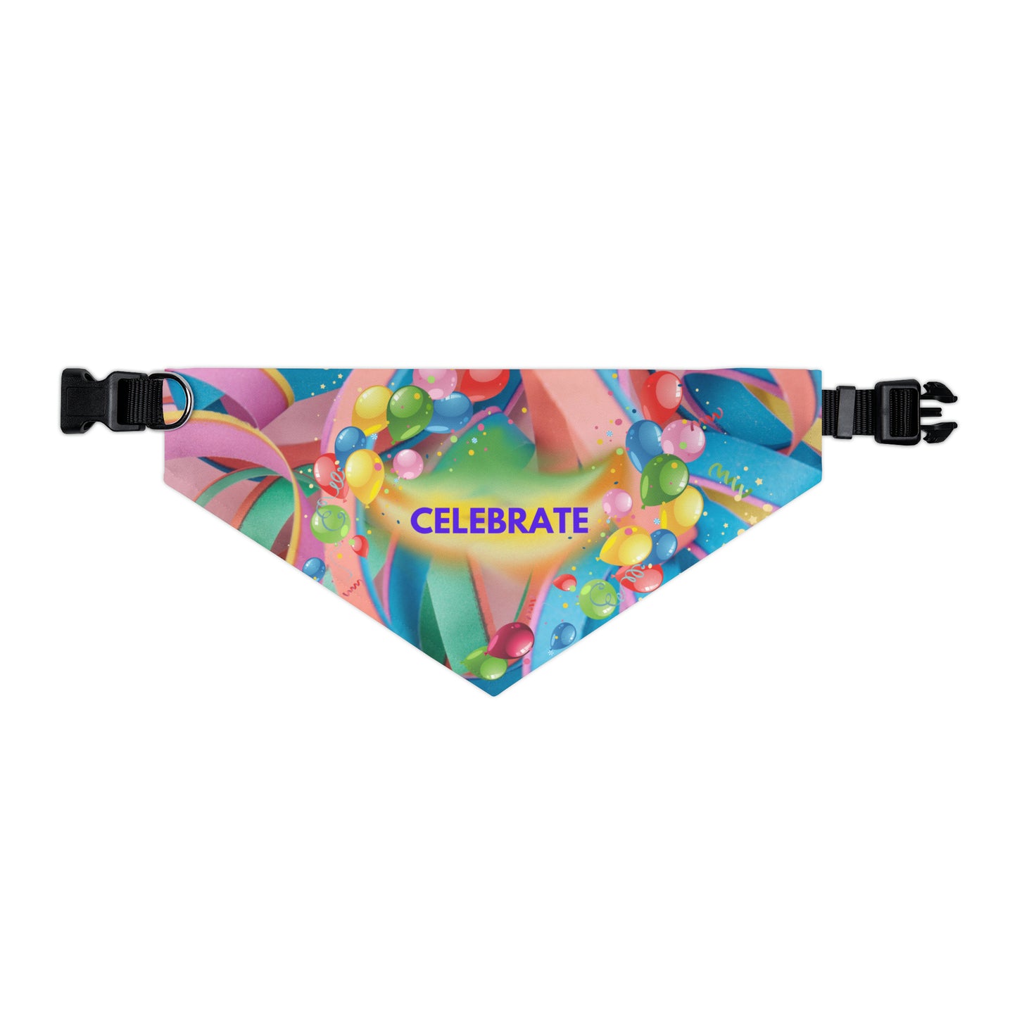 Festive "Celebrate" Bandana COLLAR with Colorful Balloons Design, Dog Cat Partywear, CatLady Dog Mom Birthday Gift