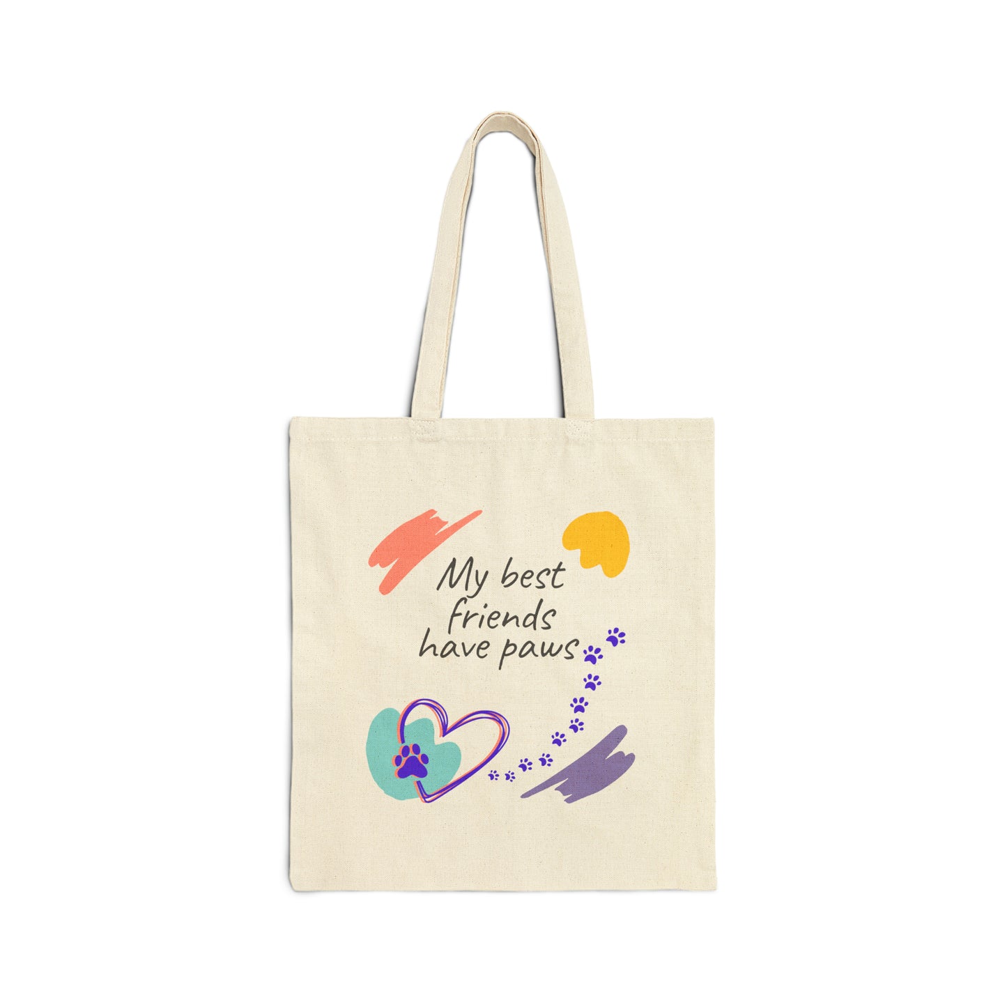CatLady Tote with Whimsical "My Best Friends Have Paws" Design, Pretty, Practical Canvas Bag, Dog Mom Cat Lover Gift