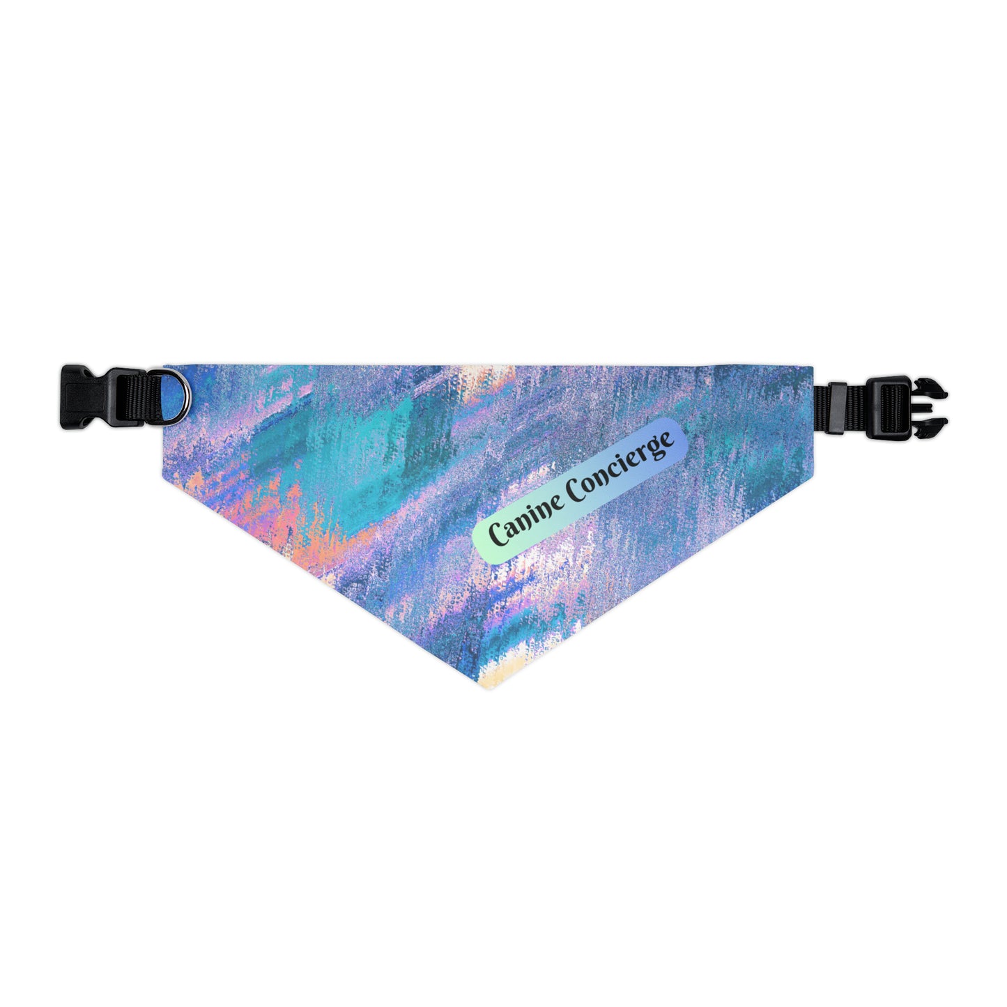 Colorful Blue-Hued Bandana COLLAR with Fun "Canine Concierge" Slogan, Great Animal Lover Dog Mom Gift, Easy On-Off Buckle, 4 Sizes