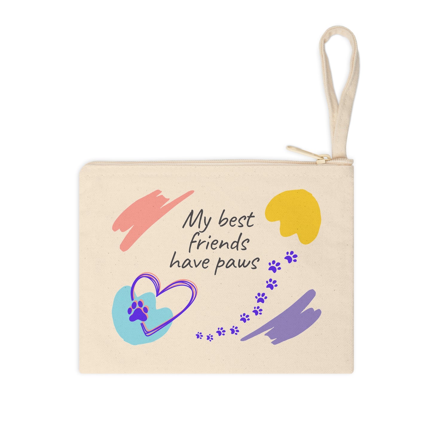 Canvas On-the-Go Wrist Purse for Cat Ladies/Dog Moms - "BestFriendsHavePaws" Motif