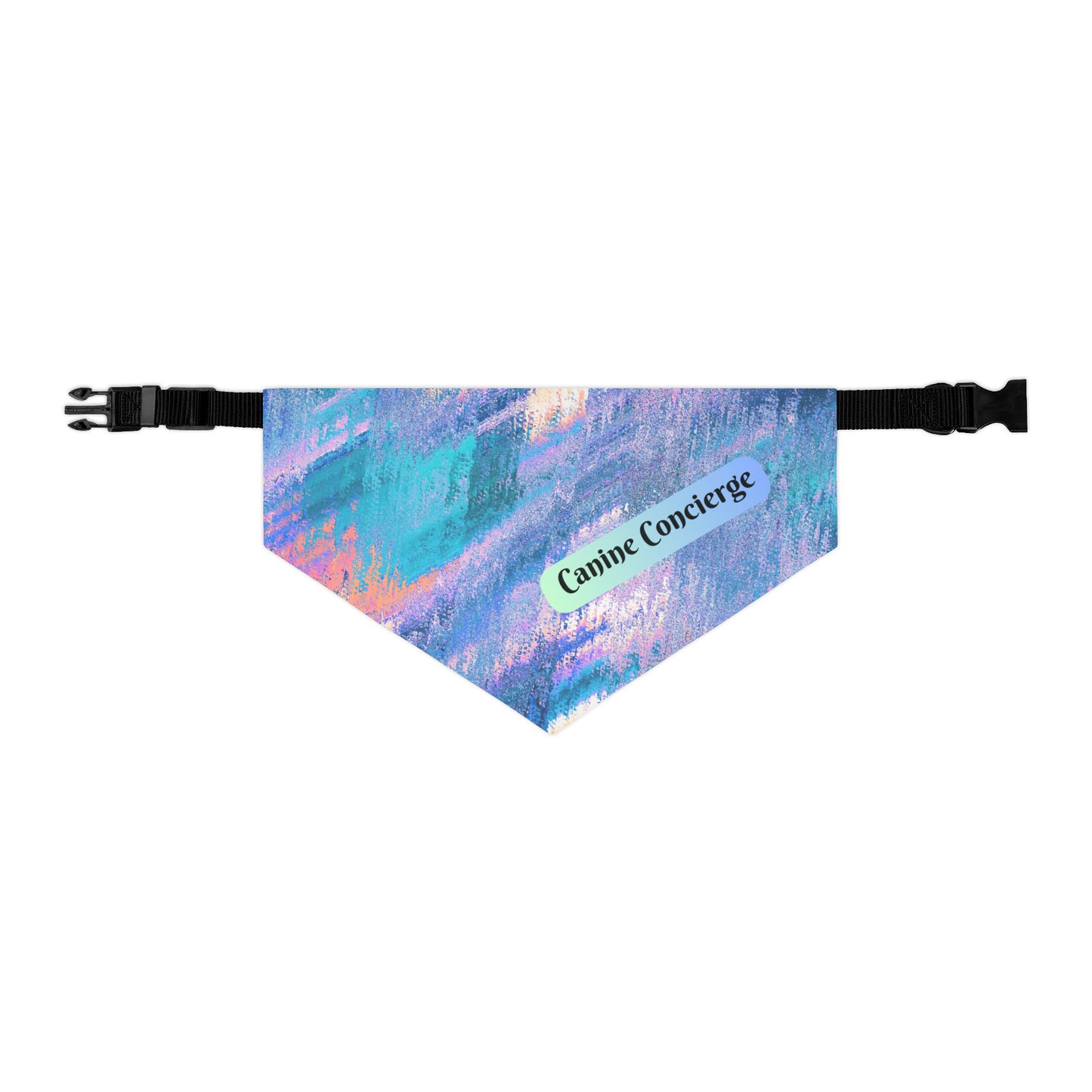 Colorful Blue-Hued Bandana COLLAR with Fun "Canine Concierge" Slogan, Great Animal Lover Dog Mom Gift, Easy On-Off Buckle, 4 Sizes