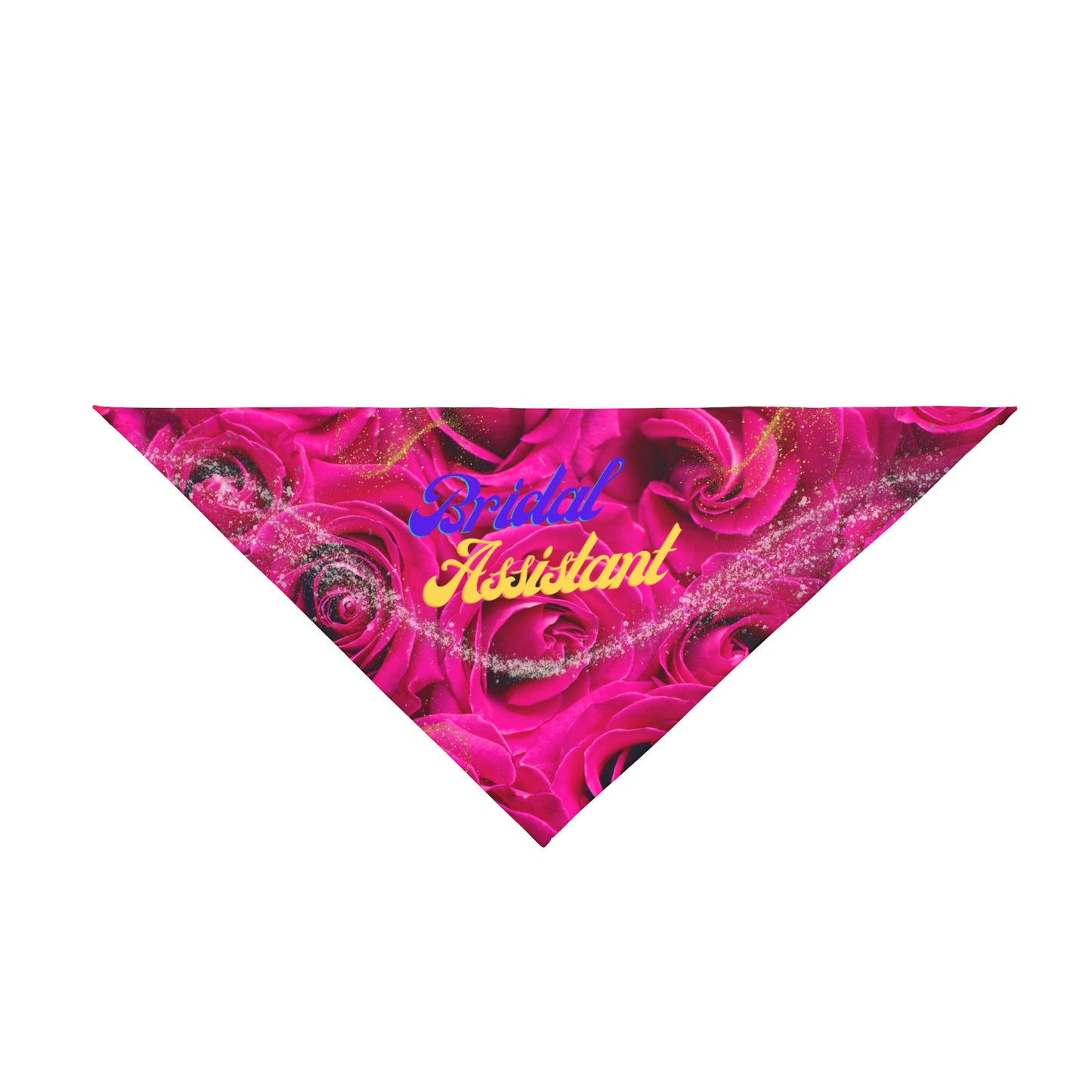 Vibrant Fushia Floral "Bridal Assistant" Pet Bandana, Bridal Engagement Wedding Botanical Print, Pet Lover CatLady Gift For Bride and Groom