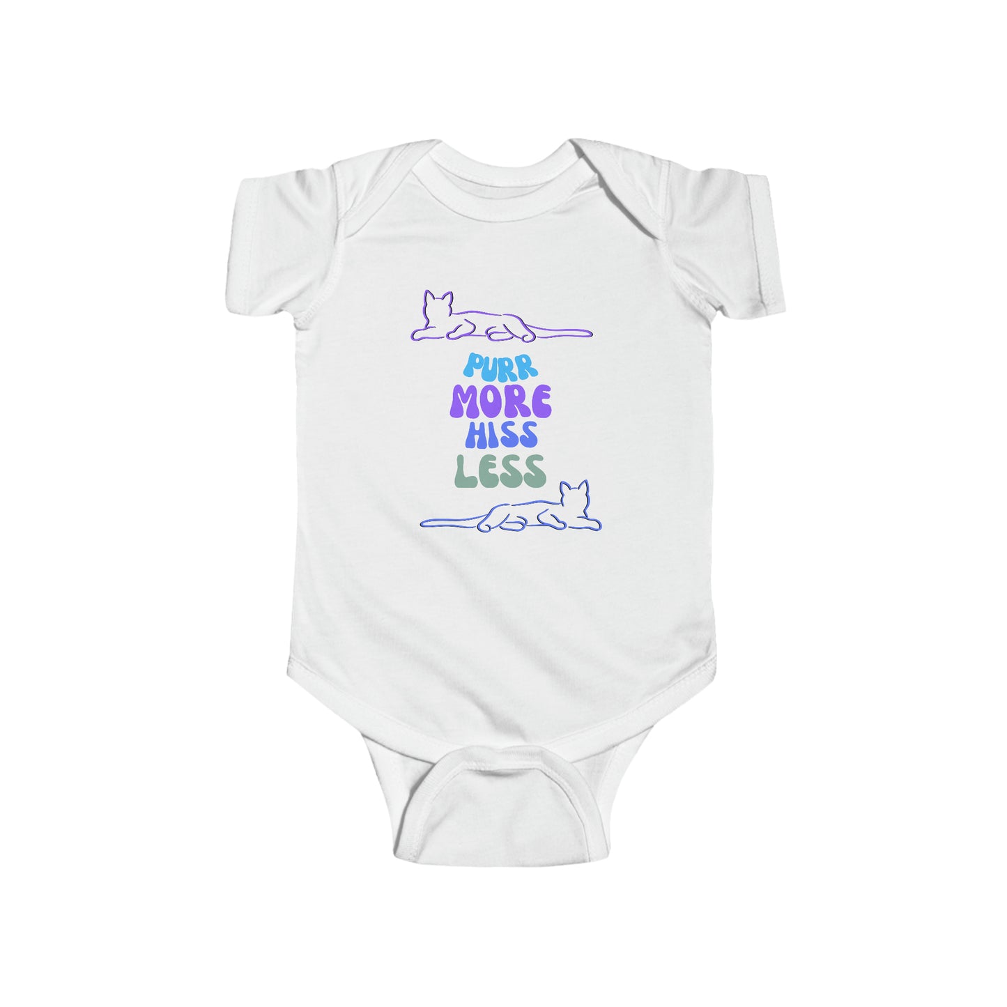 CatLady Grandma" Baby Bodysuit, With "Purr More Hiss Less" Design, Cat Lover Mom Grandma Gift, 4 Colors