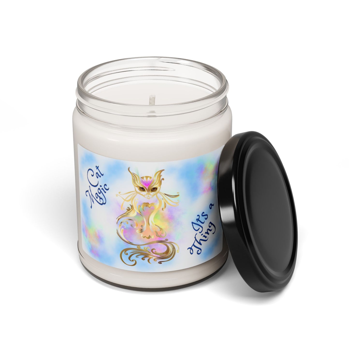 Scented Soy Candle,  Unique "Cat Magic, It's A Thing" Sublimation Design, Pet Lover Mom Gift, Kitchen Home Office Decor, 9oz