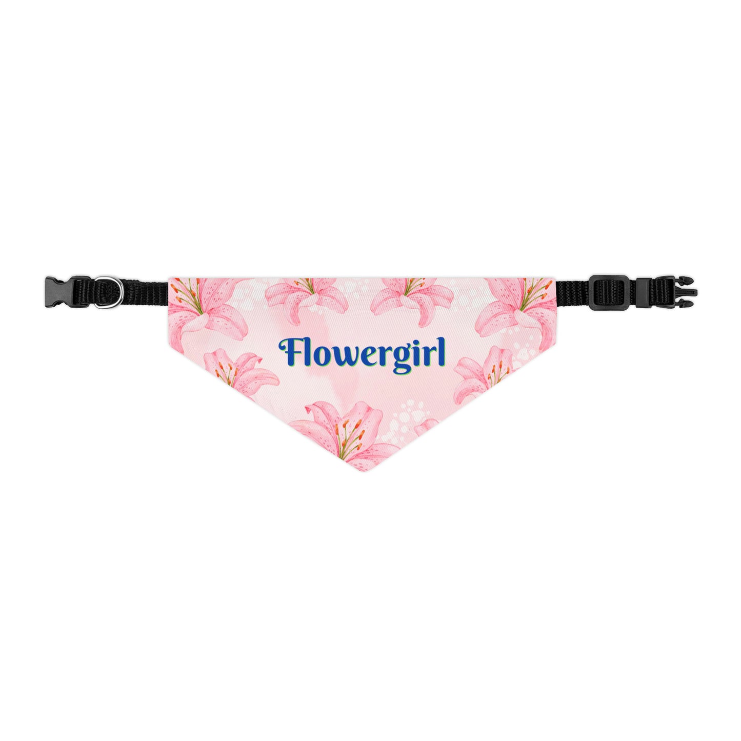 Bridal Bandana COLLAR with Pink Hibiscus "FLOWERGIRL" Style, Engagement Party, Wedding, Cats, Dogs, 4 Sizes
