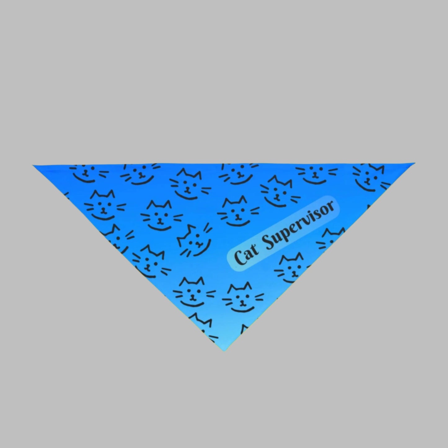 Funny "Cat Supervisor" Pet Bandana, Bright Blue Cat Lover Design, CatLady Dog Mom Gift,
