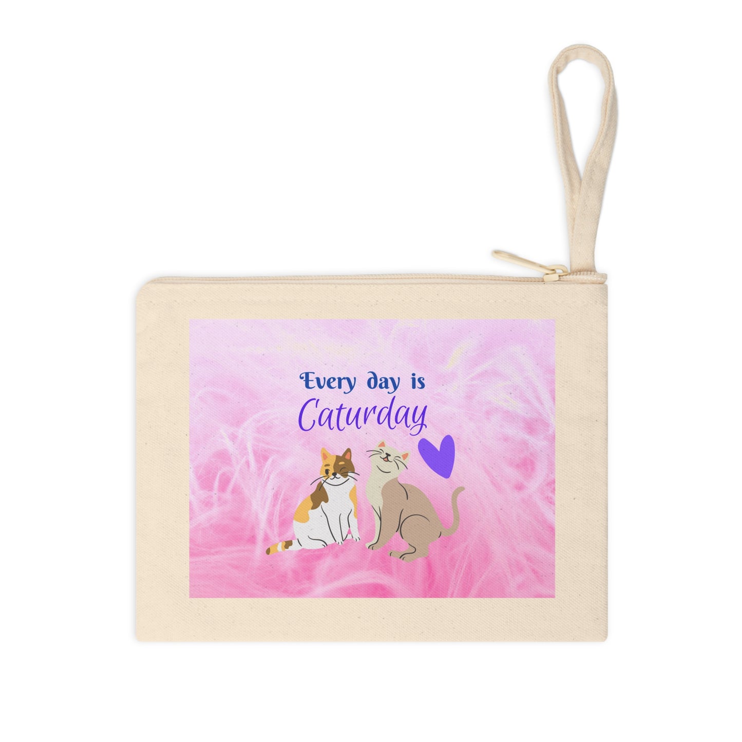 Canvas On-the-Go Wrist Purse for Cat Ladies - "Caturday" Design (Pink)