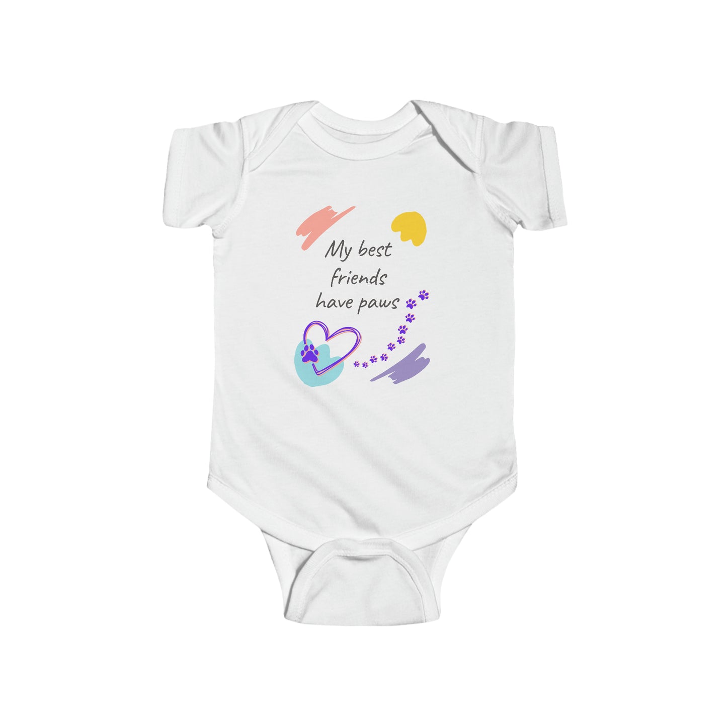 CatLady Grandma Baby Bodysuit With "My Best Friends Have Paws" Design, Cat Lover Mom Gift, 4 Colors