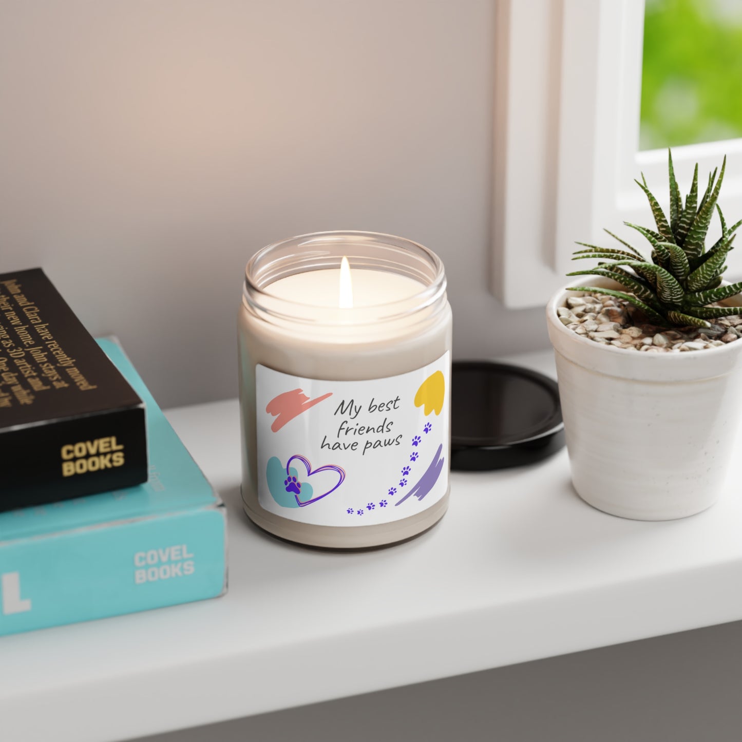 Scented Soy Candle, Whimsical "My Best Friends Have Paws" Sublimation Design, Cat Lover Dog Mom Pet Lover Gift, Home Decor, Four Fragrances, 9oz