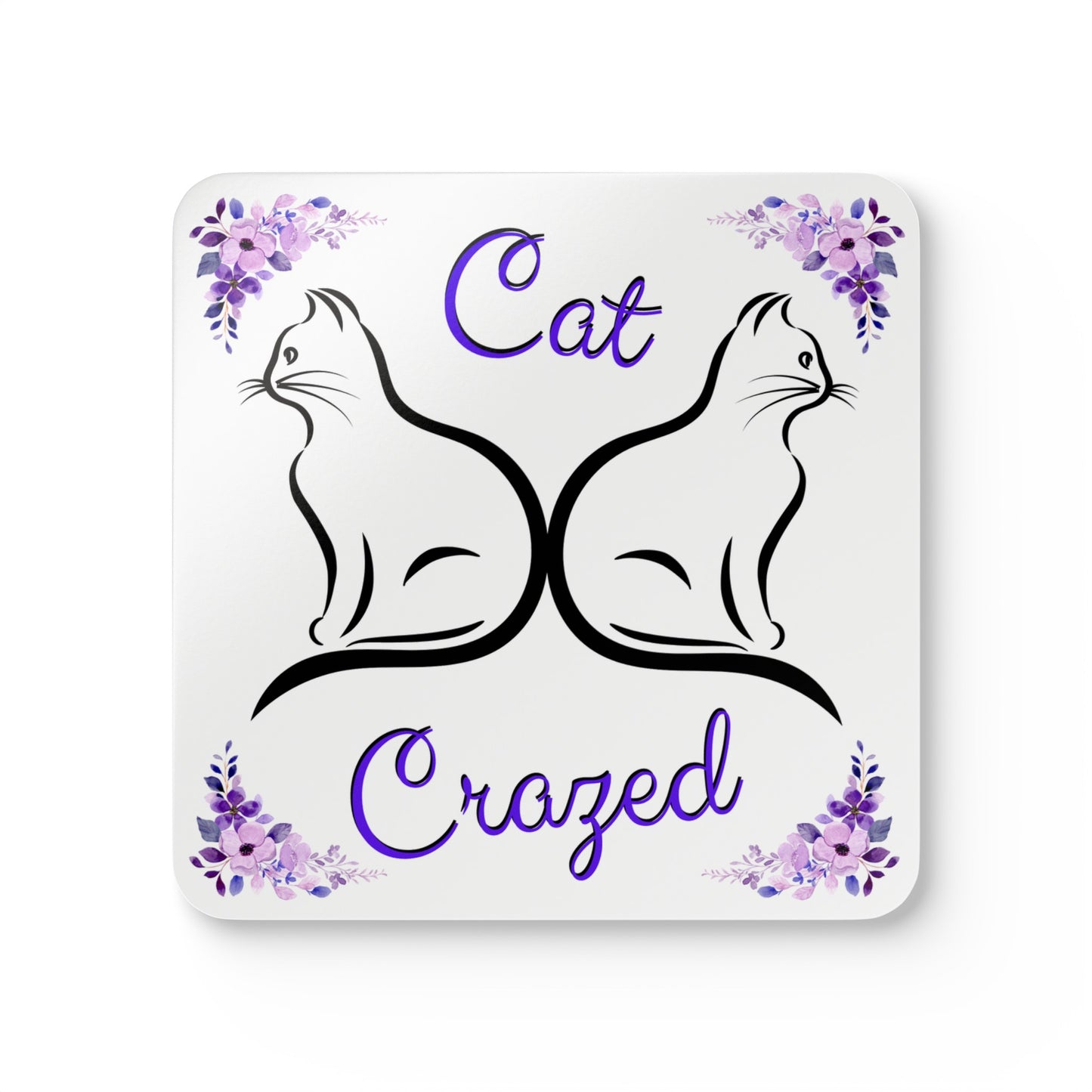 Cat-Lady Coasters, Unique "Cat Crazed" Sublimation Design, Pet Lover Cat Mom Gift, Kitchen Decor, Set of 4