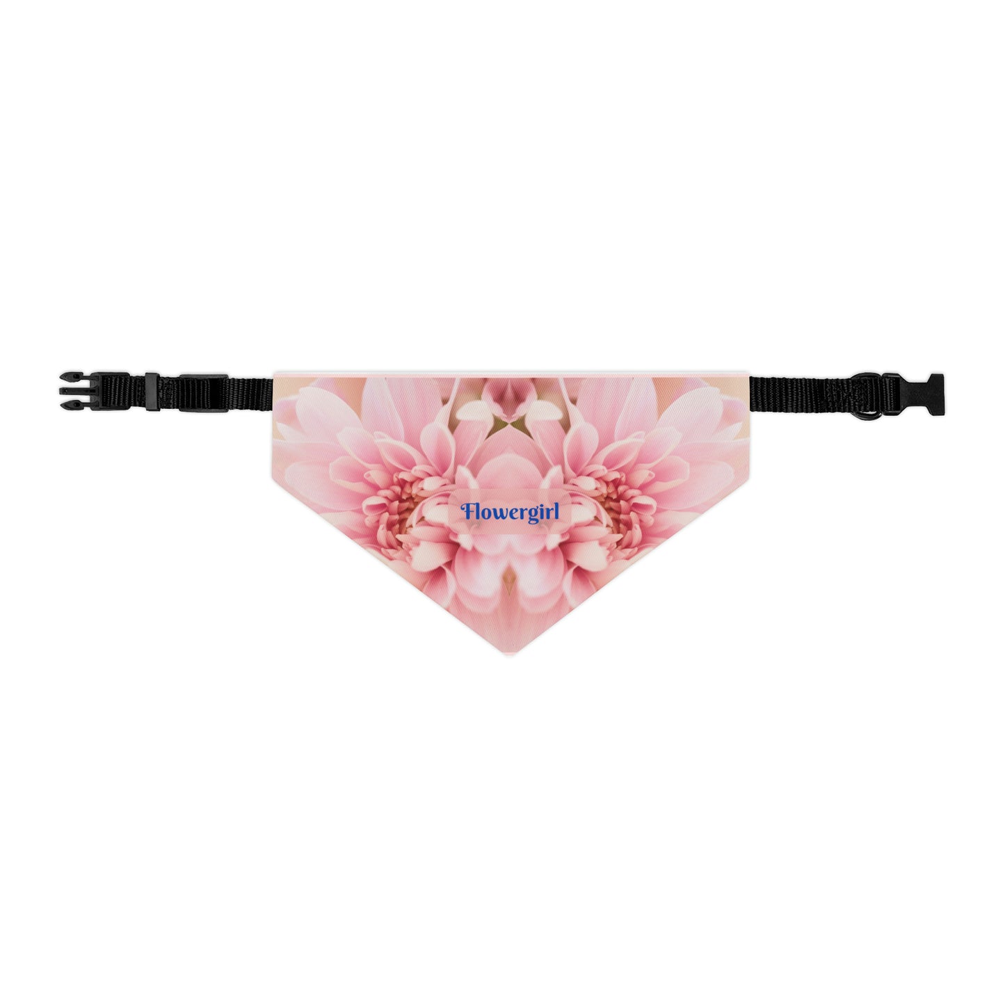 Pink Floral Bridal Pet Bandana COLLAR with Classic"Flowergirl" Sublimation Design, Engagement Party Wedding Apparel, Mother of the Bride Gift