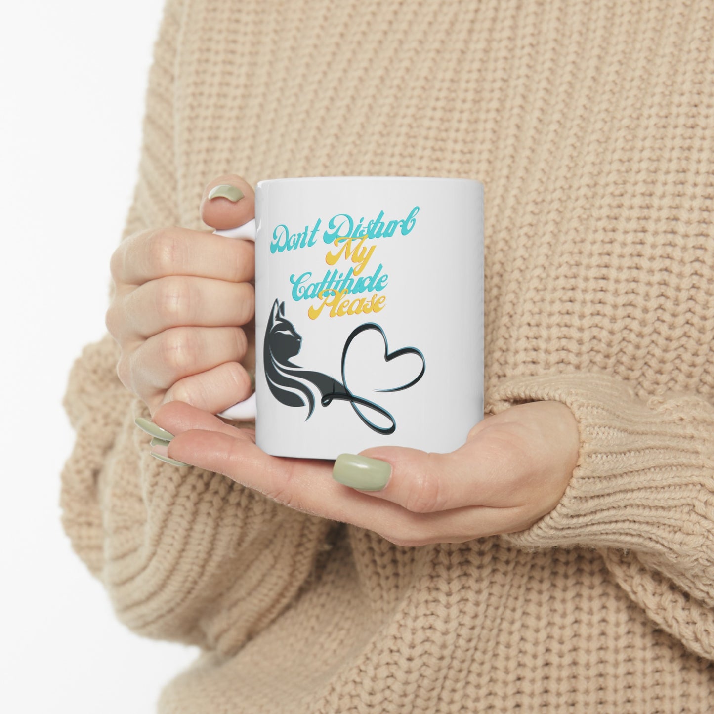 Sassy "Don't Disturb My Cattitude" Cat Lover Coffee Mug, Great Pet Lovers Mom Gift, Ceramic, 11oz