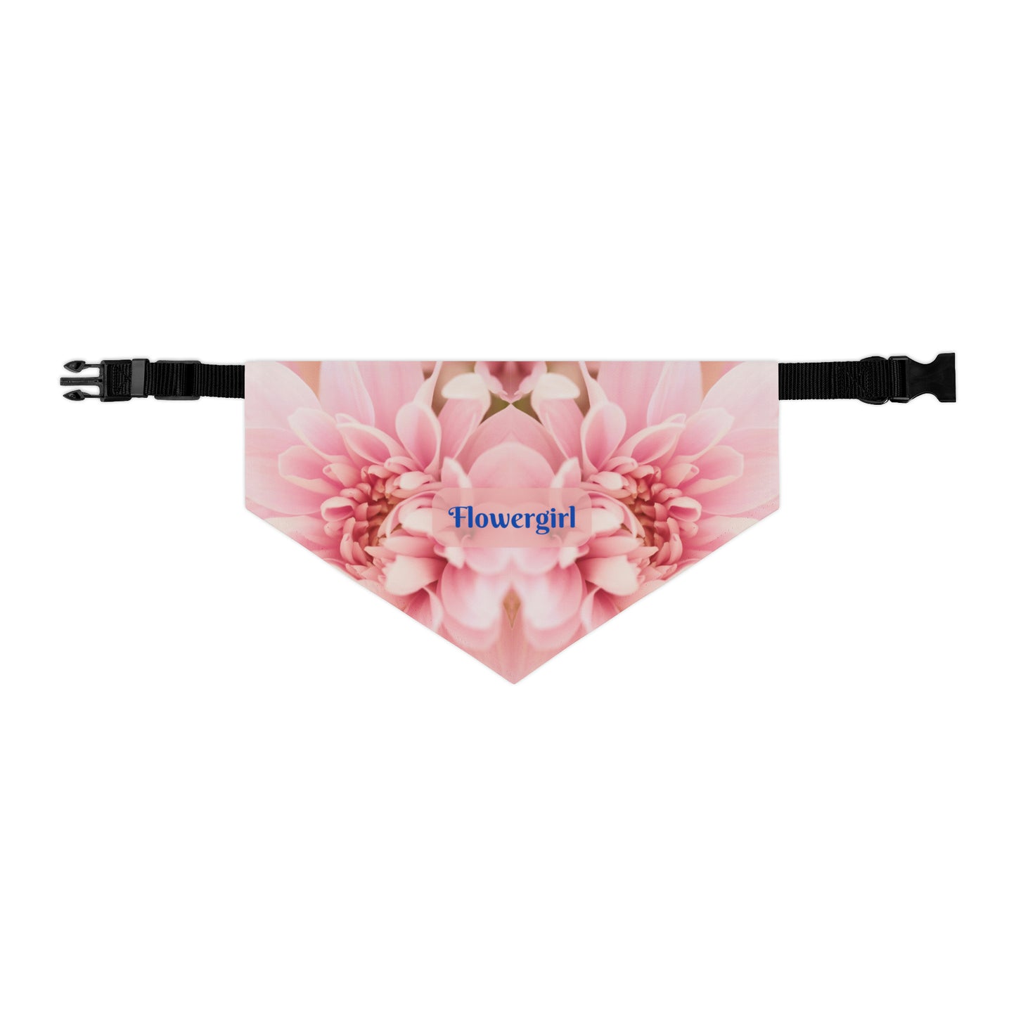 Pink Floral Bridal Pet Bandana COLLAR with Classic"Flowergirl" Sublimation Design, Engagement Party Wedding Apparel, Mother of the Bride Gift
