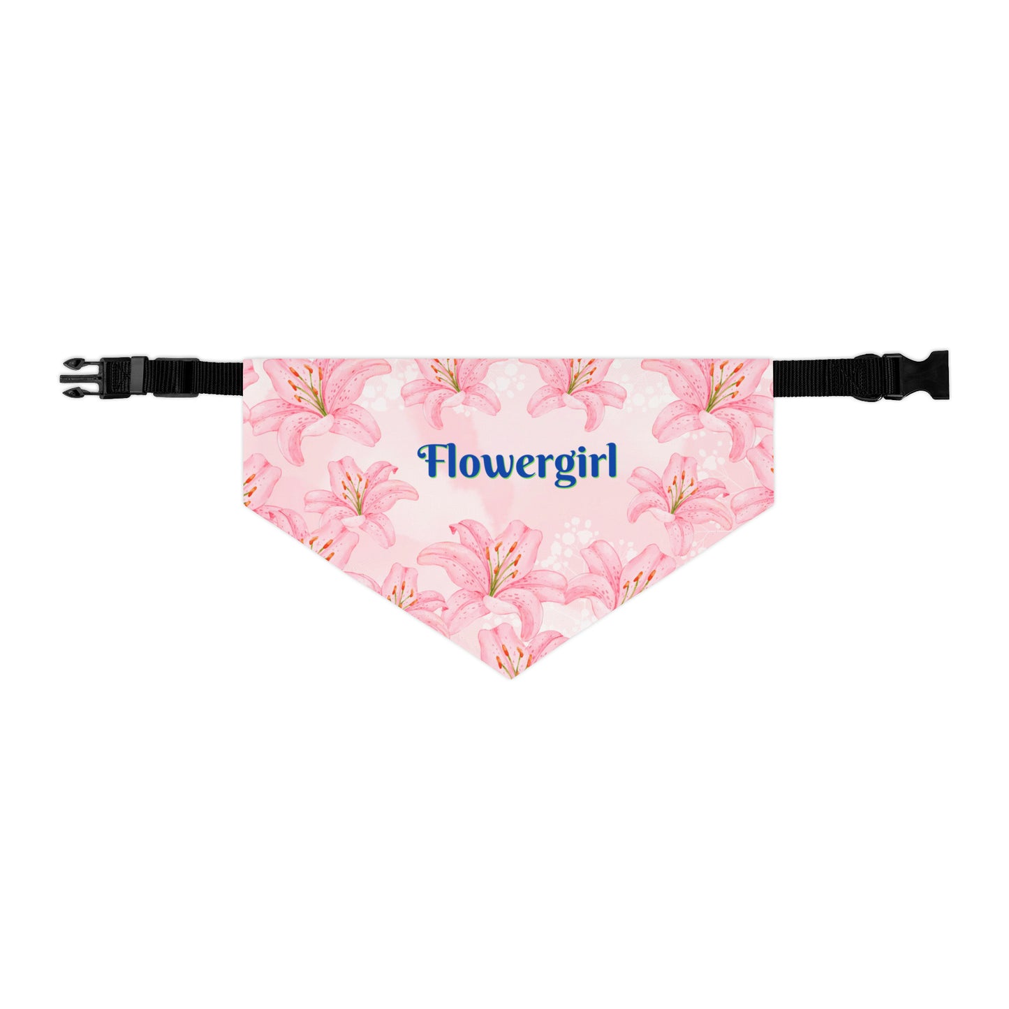 Bridal Bandana COLLAR with Pink Hibiscus "FLOWERGIRL" Style, Engagement Party, Wedding, Cats, Dogs, 4 Sizes