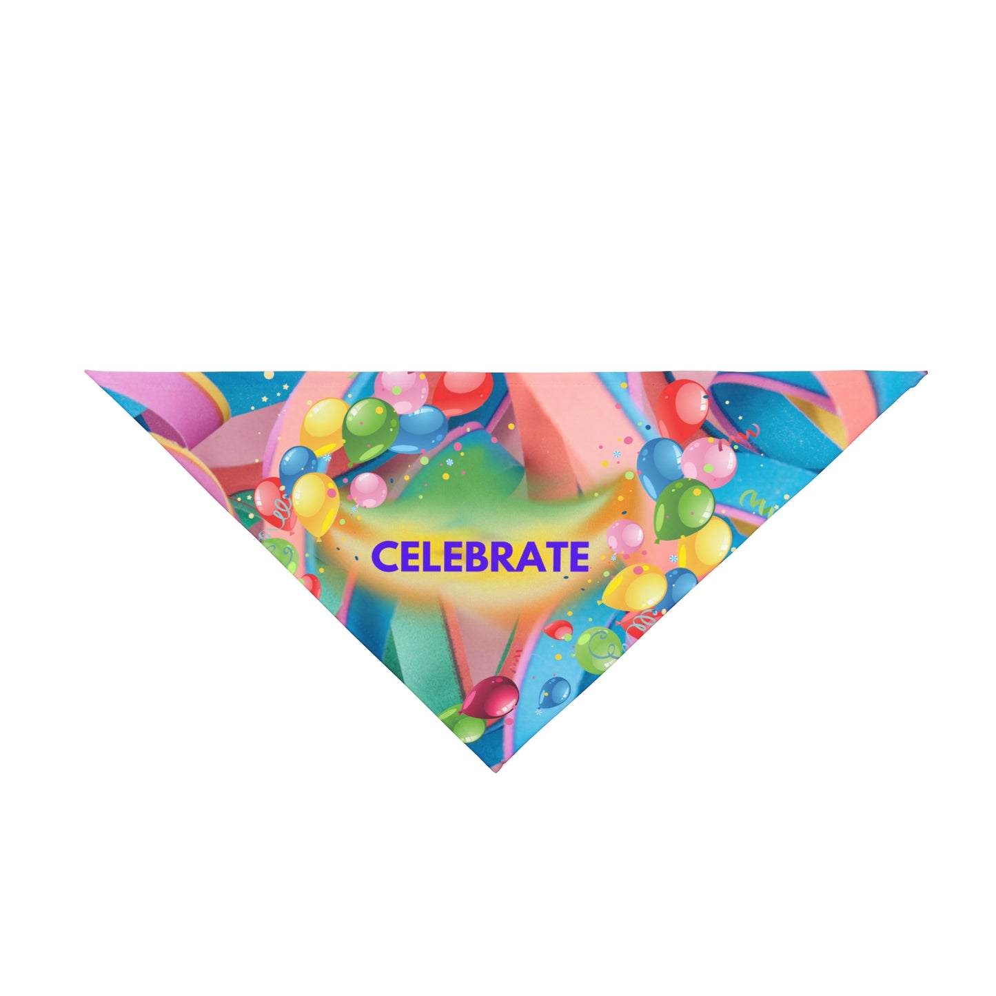 Party Pet Bandana with Colorful "Celebrate" Design, Bright Ribbons and Balloons Birthday Party Design, Special Occasion Pet Apparel Dog Mom Gift