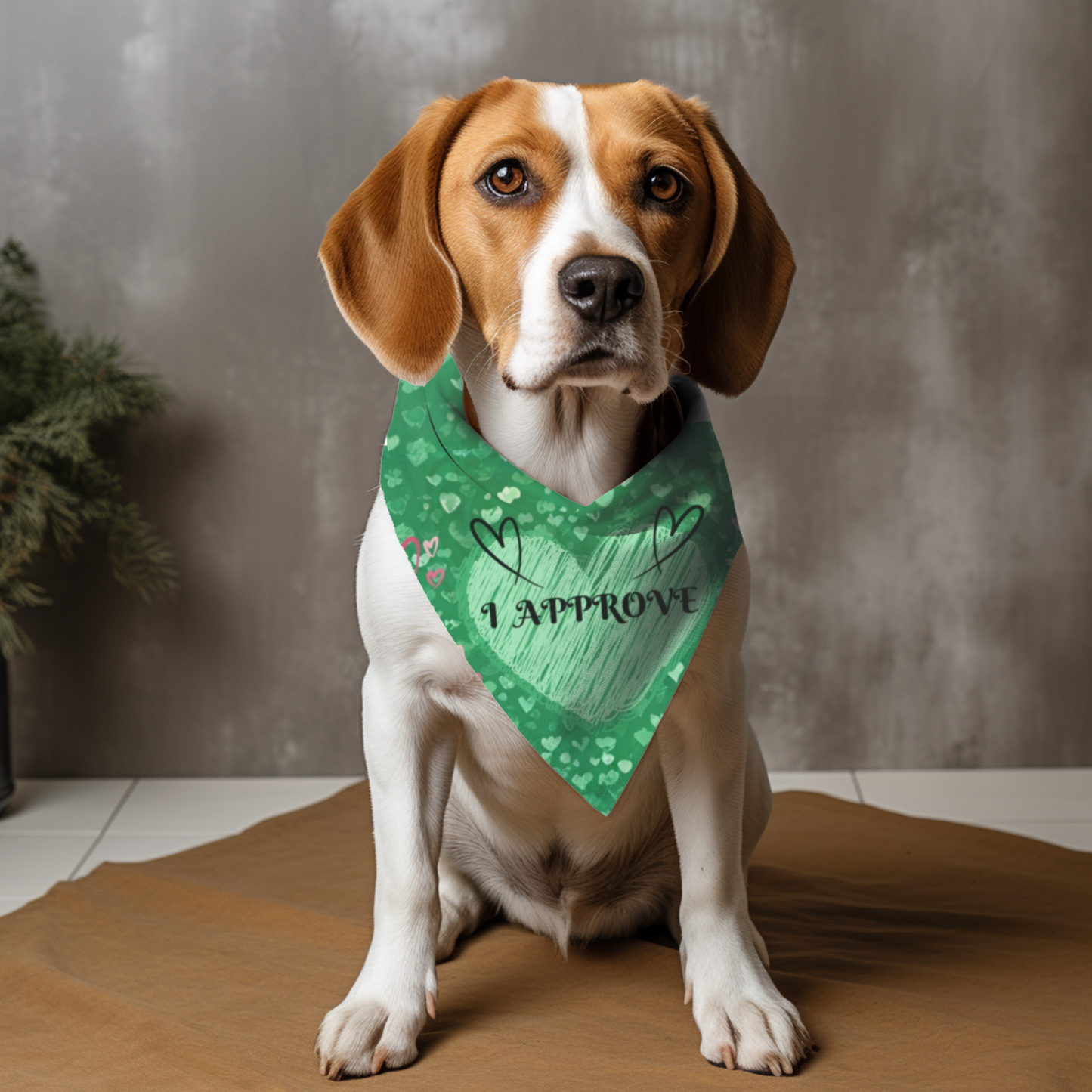 Emerald Green "I Approve" Bridal Pet Bandana, Engagement Wedding Partywear for Cats Dogs, Gift for Pet Lover Bride Groom