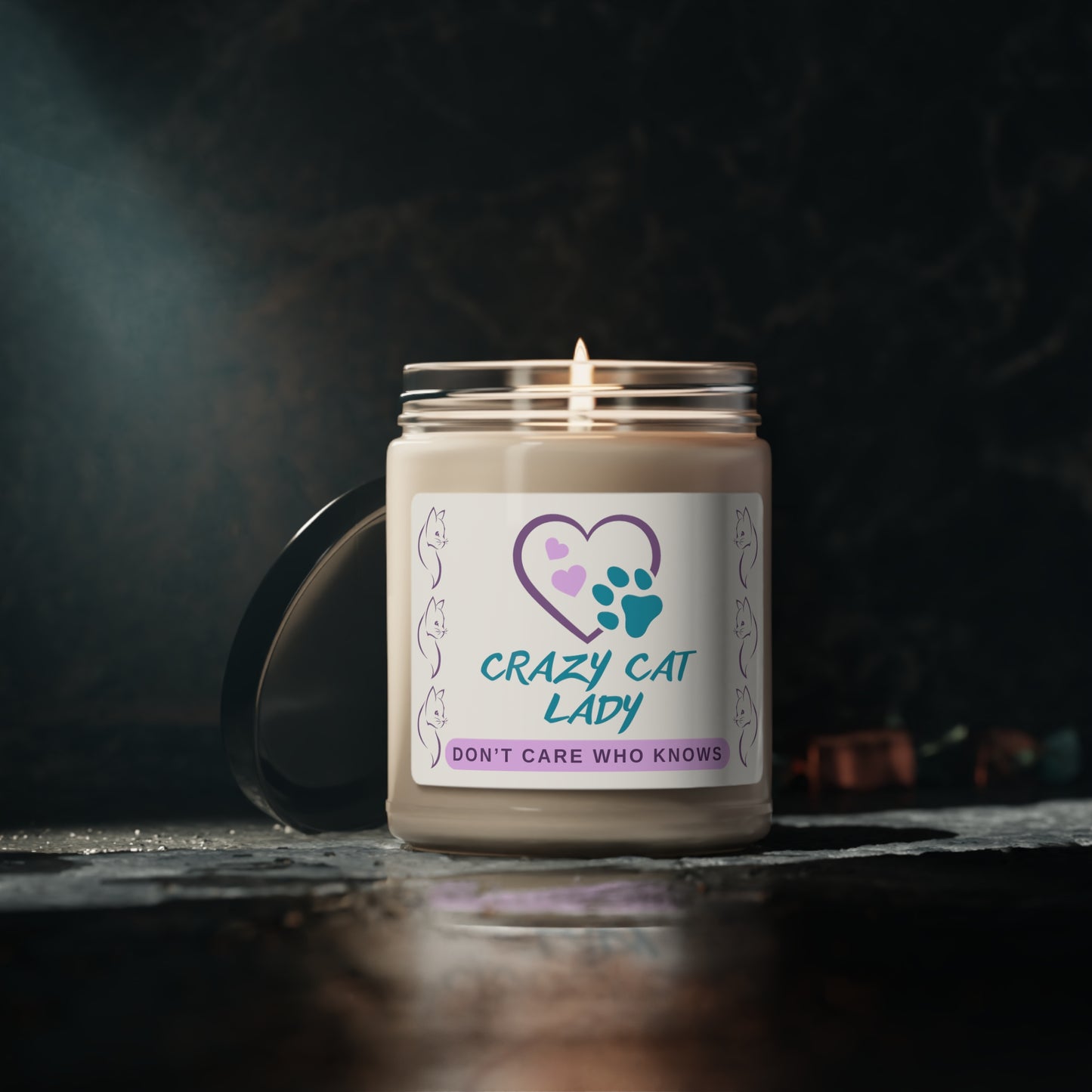 Scented Soy Candle, Fun "Crazy Cat Lady" Sublimation Design, Cat Lover Pet Lover Mom Gift, Kitchen Home Office Decor, Four Fragrances, 9oz