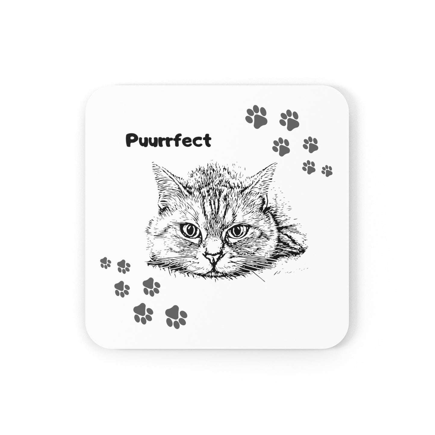 Cat-Lady Coasters, "Puurrfect" Sublimation Design, Cat Themed Gift For Mom, Set of Four
