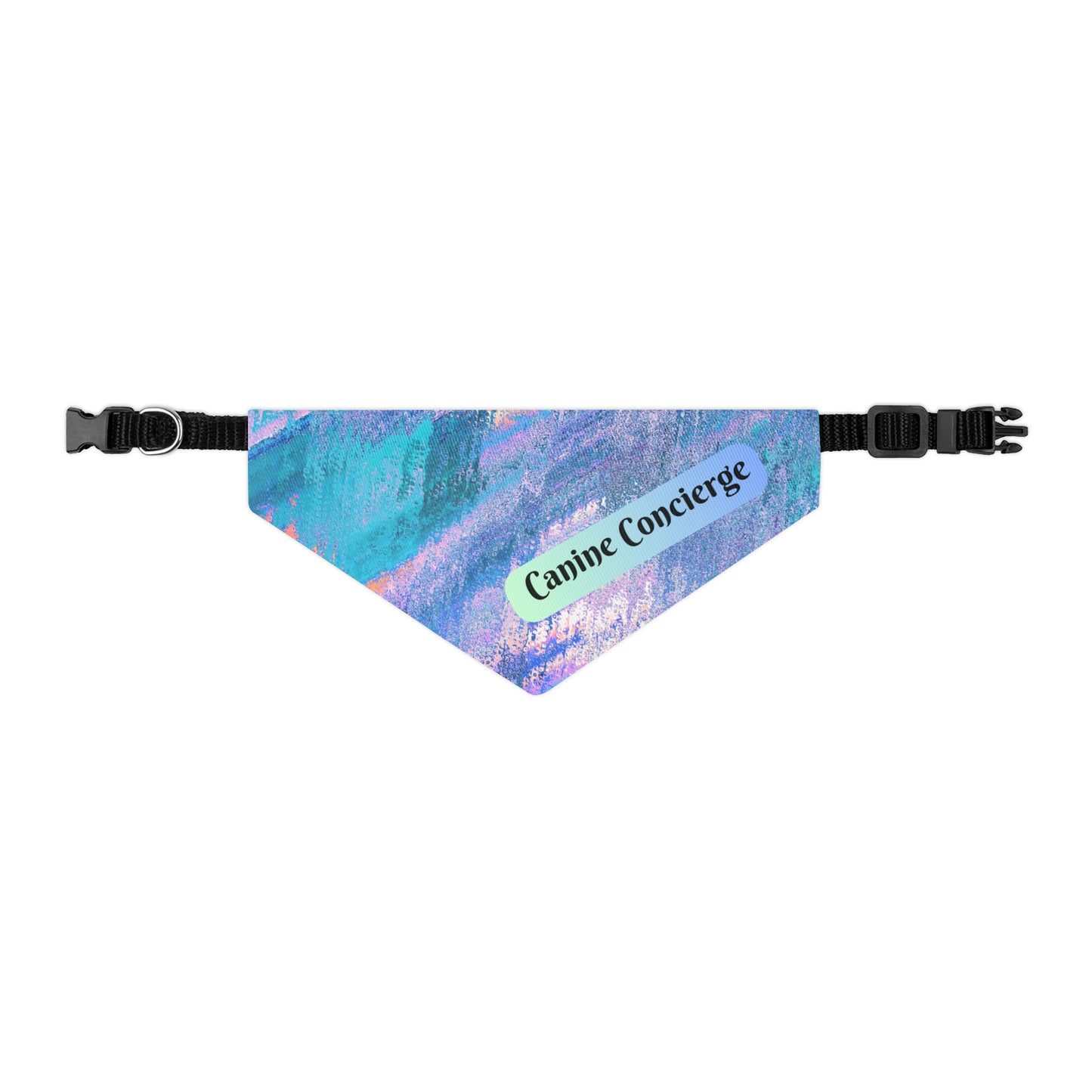 Colorful Blue-Hued Bandana COLLAR with Fun "Canine Concierge" Slogan, Great Animal Lover Dog Mom Gift, Easy On-Off Buckle, 4 Sizes