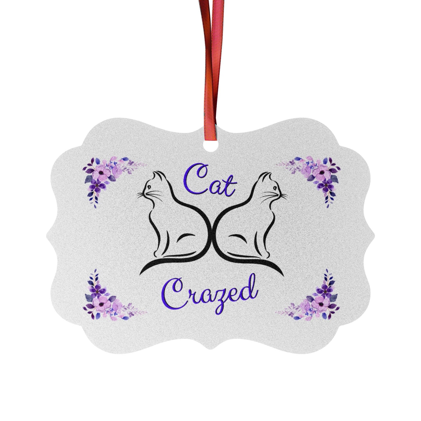 Aluminum "Cat-Crazed" Christmas Ornament, Great Cat Lady Mom Gift, Single or Set of 5,10