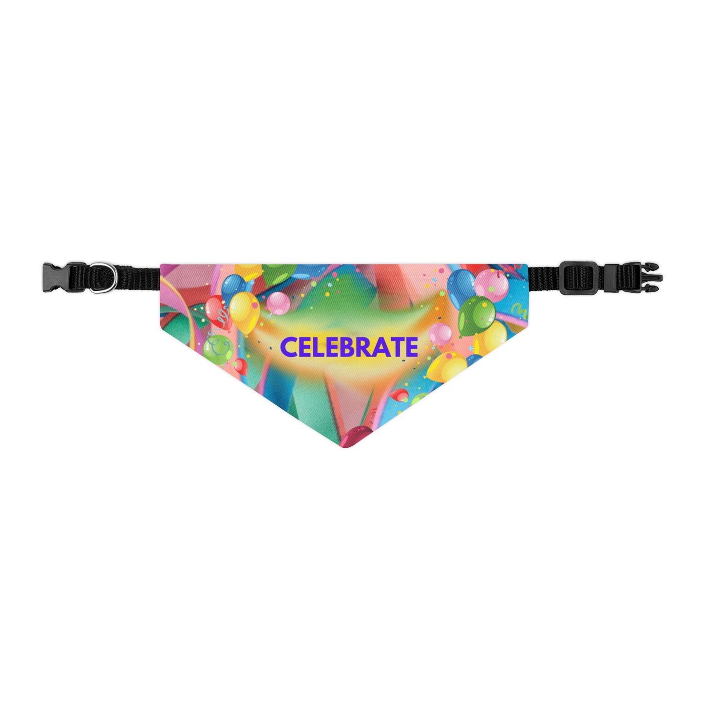 Festive "Celebrate" Bandana COLLAR with Colorful Balloons Design, Dog Cat Partywear, CatLady Dog Mom Birthday Gift