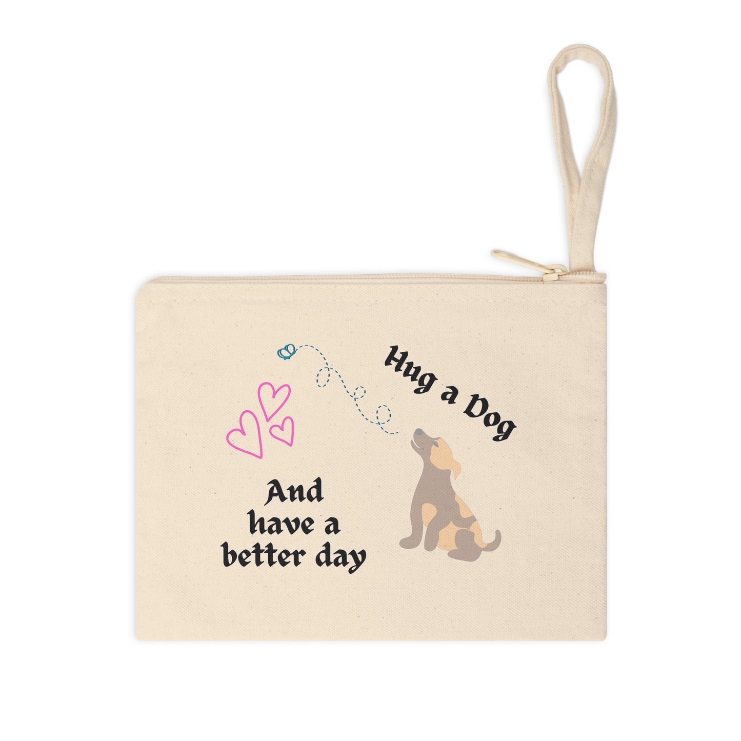 Canvas Wrist Purse for On-the-Go Dog Moms - "Hug a Dog ..." Motif