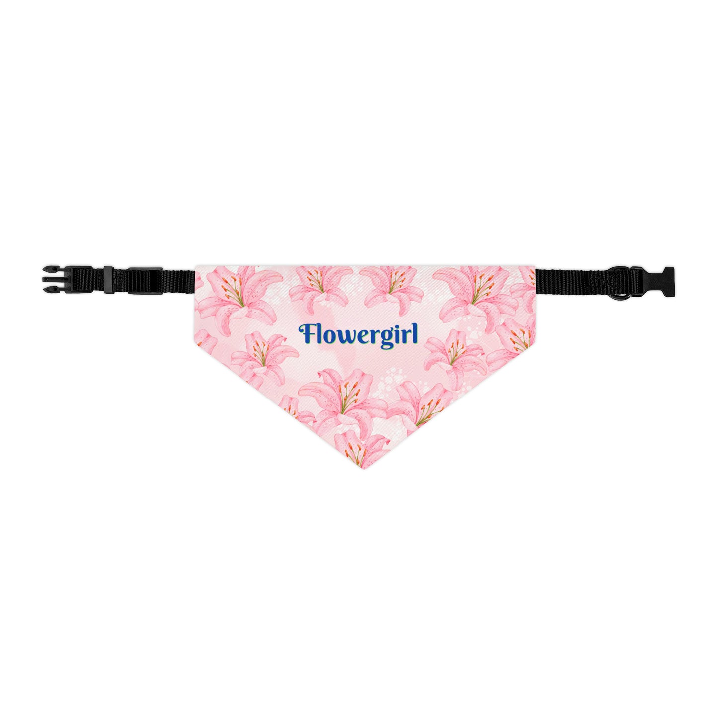 Bridal Bandana COLLAR with Pink Hibiscus "FLOWERGIRL" Style, Engagement Party, Wedding, Cats, Dogs, 4 Sizes