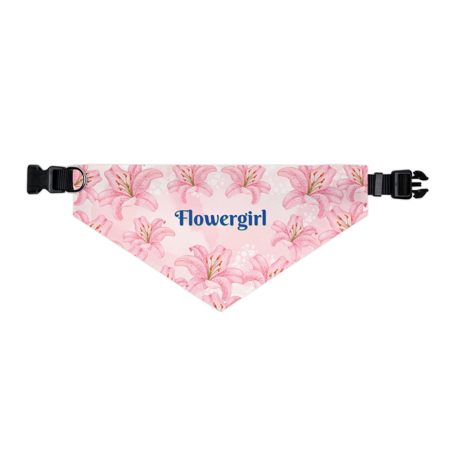 Bridal Bandana COLLAR with Pink Hibiscus "FLOWERGIRL" Style, Engagement Party, Wedding, Cats, Dogs, 4 Sizes