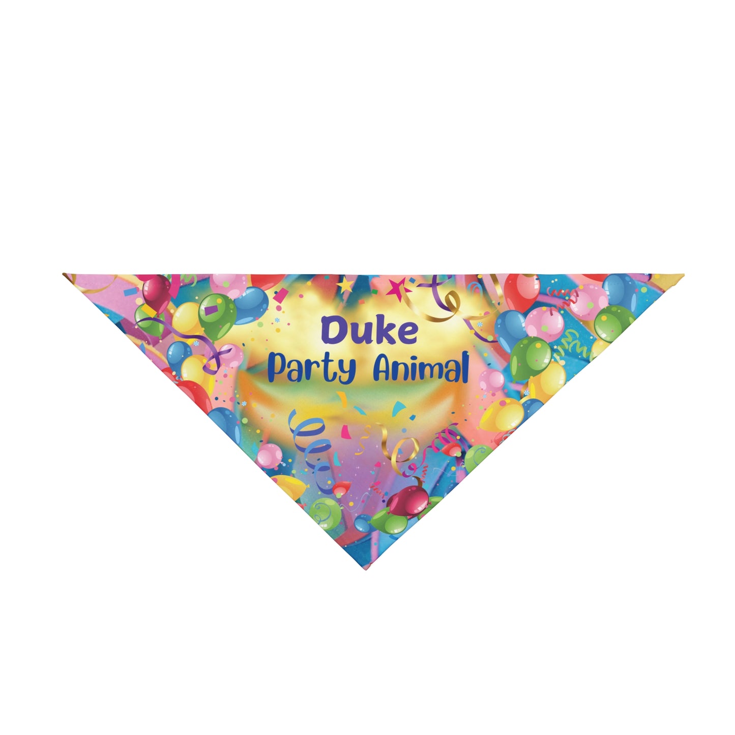 Festive Customizable "Party Animal" Pet Bandana with Fun Balloons & Streamers Design, Personalize Text, Special Occasion Birthday Pet Fashions, Pet Lover Dog Mom Gift