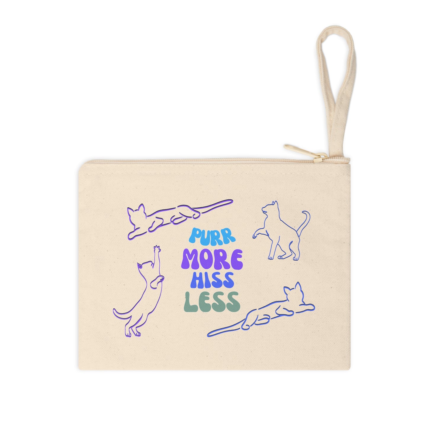 Canvas On-the-Go Wrist Purse for Cat Ladies - "PurrMoreHissLess" motif