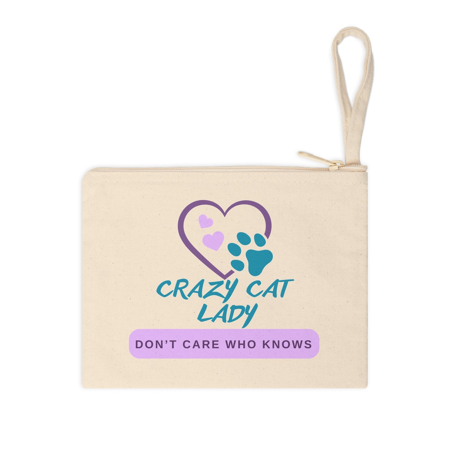 Canvas Wrist Purse for On-the-Go Cat Ladies - "Crazy Cat Lady" motif