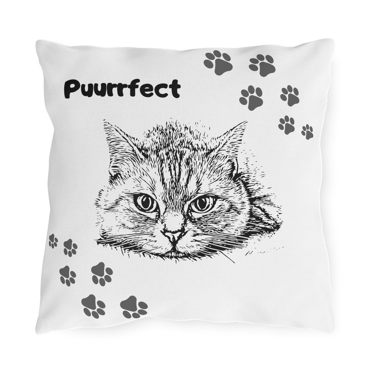 Pet-Lover Patio Pillow, "Puurfect" Motif, UV- & Mildew-Resistant