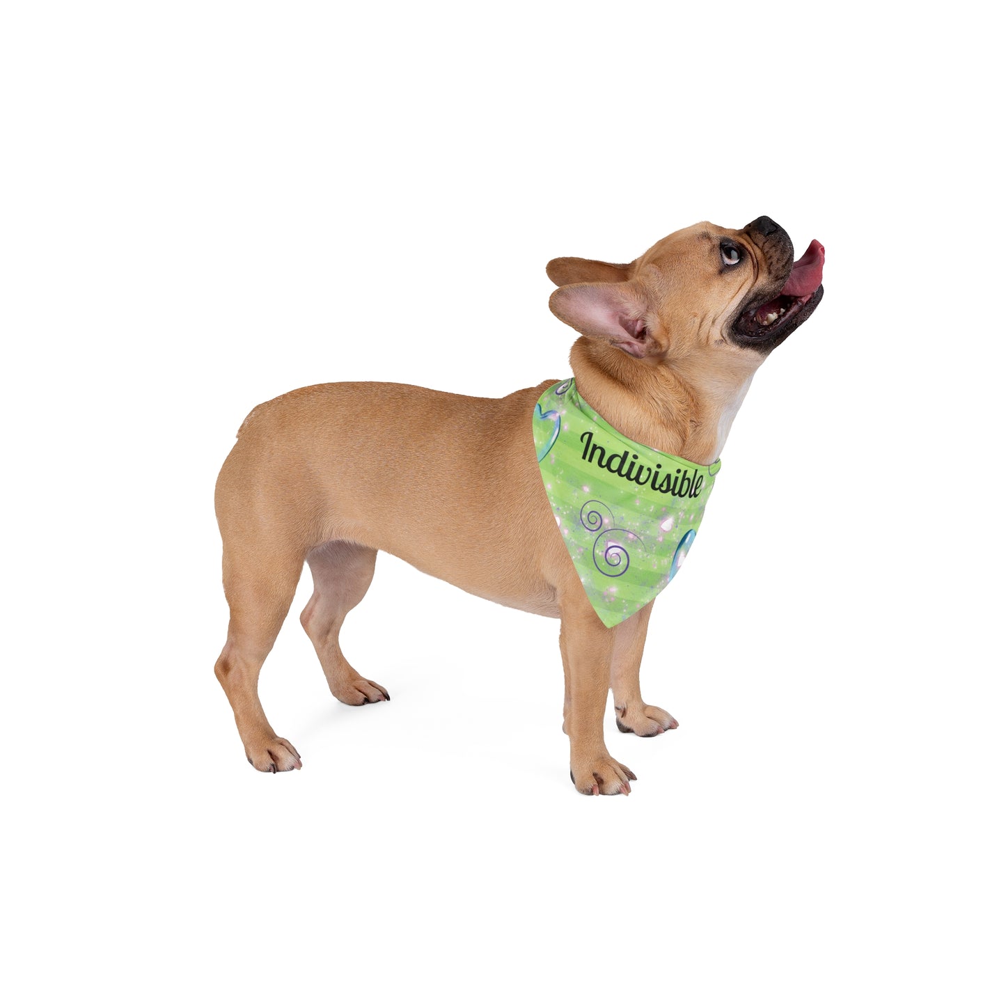 Neon Green Political Pet Bandana With Upbeat "Indivisible" Slogan For Peacefully Protesting Dogs Who March With Their Peeps, Pro-Democracy Dog Mom Gift