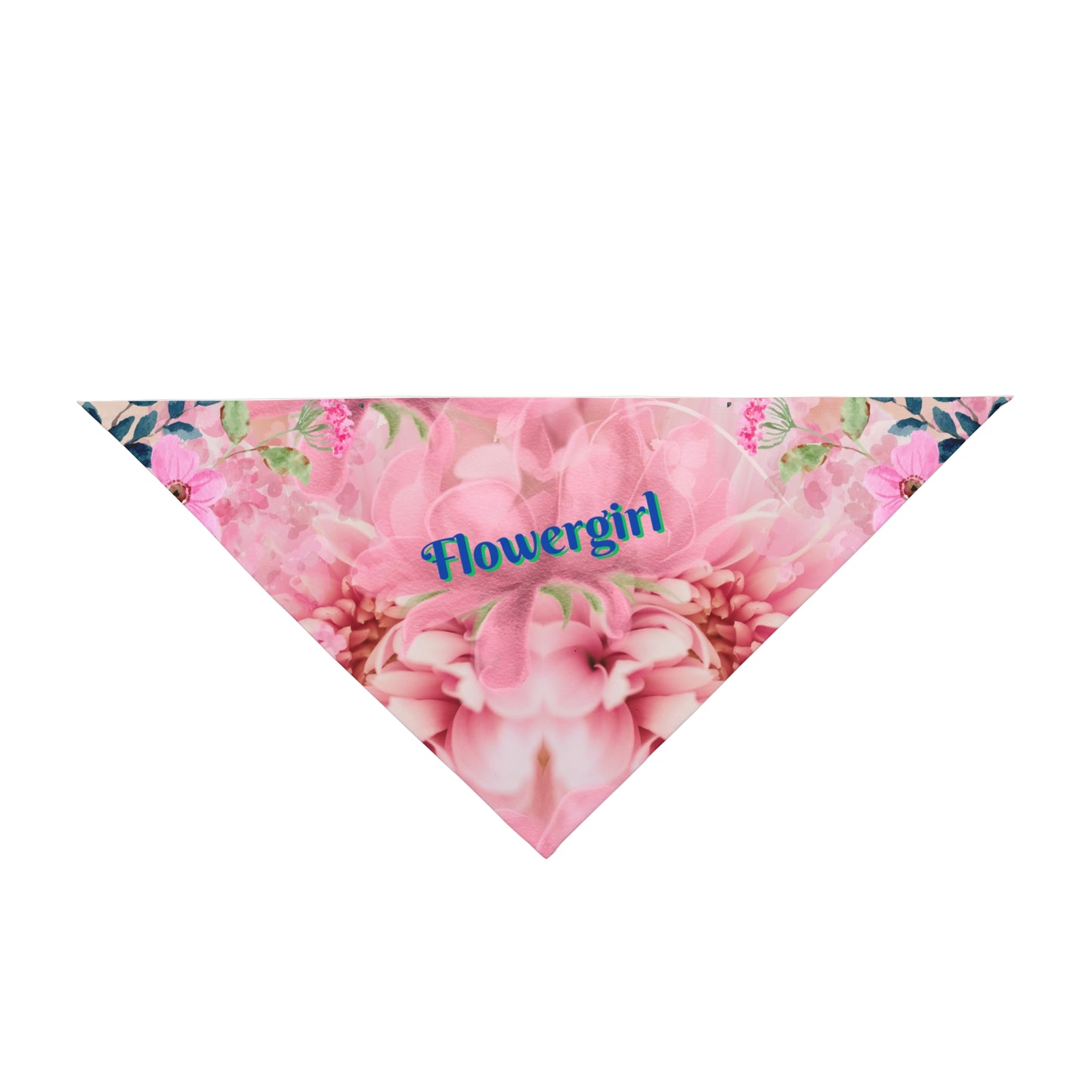 Classic  Pink Floral "Flowergirl" Pet Bandana, Bridal Engagement Wedding Pet Fashions, Cat Lady Dog Mom Bride Groom Gift