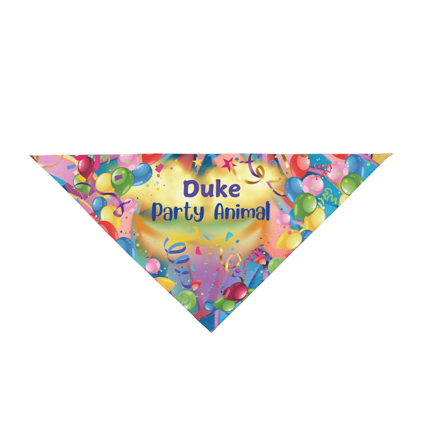 Festive Customizable "Party Animal" Pet Bandana with Fun Balloons & Streamers Design, Personalize Text, Special Occasion Birthday Pet Fashions, Pet Lover Dog Mom Gift