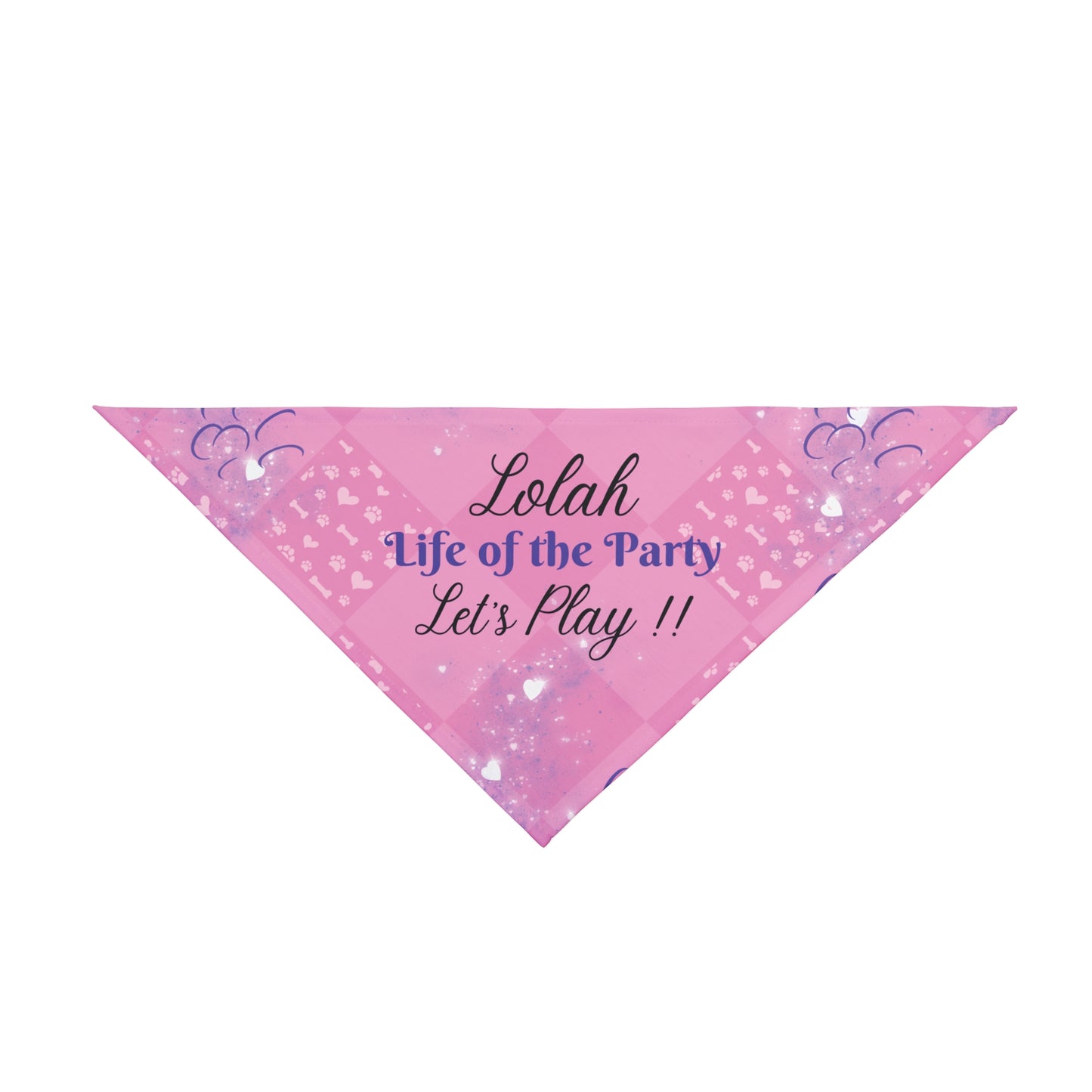 Pink Argyle Customizable Pet Bandana, Add Your Dog's Name for a Personalized "Life of the Party, Let's Play" Pet Accessory, Perfect Pet Lover Dog Mom Gift