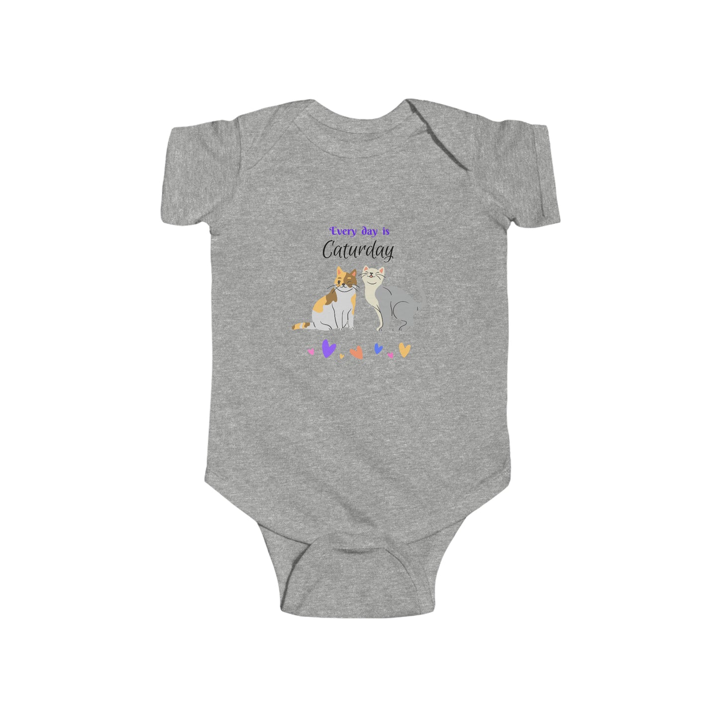 CatLady Grandma Baby Bodysuit With "Every day is Caturday" Design, Cat Lover Mom Gift, 4 Colors