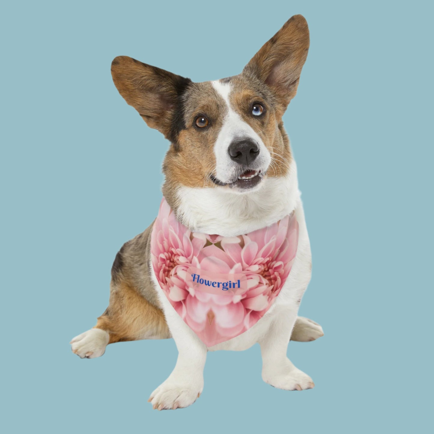 Pink Floral Bridal Pet Bandana COLLAR with Classic"Flowergirl" Sublimation Design, Engagement Party Wedding Apparel, Mother of the Bride Gift