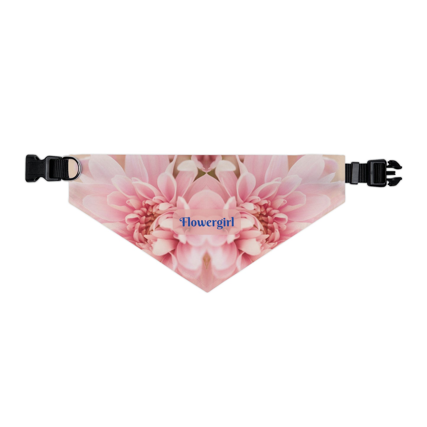 Pink Floral Bridal Pet Bandana COLLAR with Classic"Flowergirl" Sublimation Design, Engagement Party Wedding Apparel, Mother of the Bride Gift