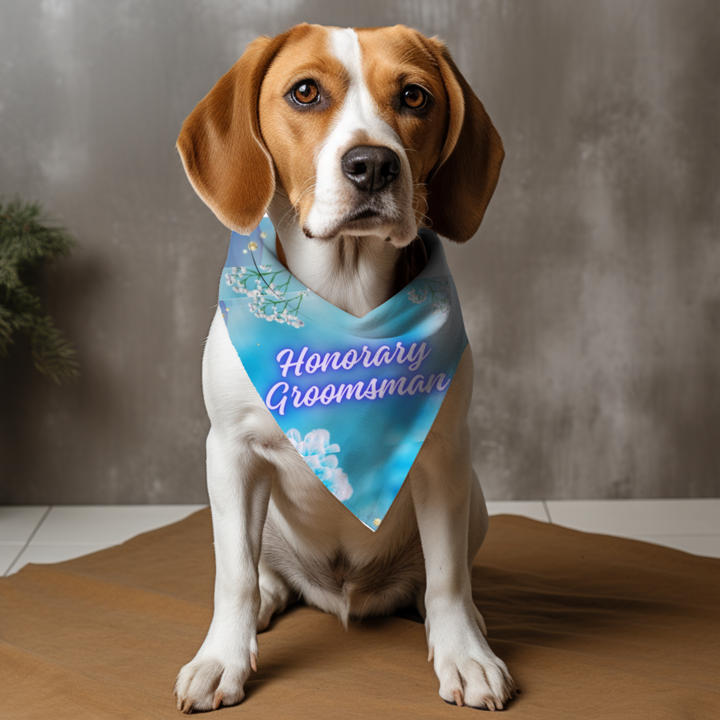 Turquoise Blue "Honorary Groomsman" Pet Bandana, Bridal, Engagement Wedding Themed Pet Attire, Cat Dog Pet Lover Gift for Bride or Groom