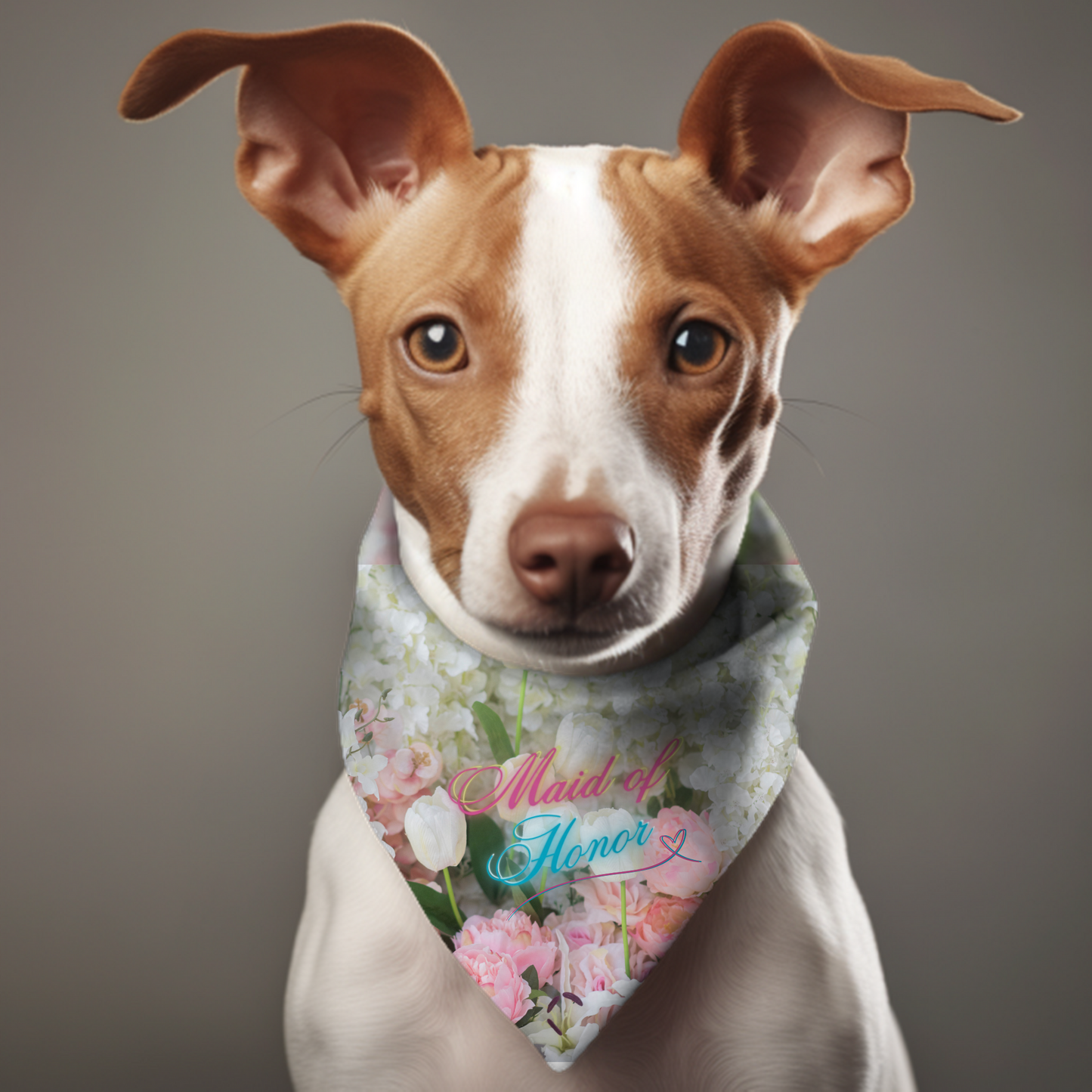 Bridal Pet Bandana with Floral Pastel "Maid of Honor" Design, Engagement Wedding Parties, Pet Lover Bride, Groom Dog Cat Mom Gift