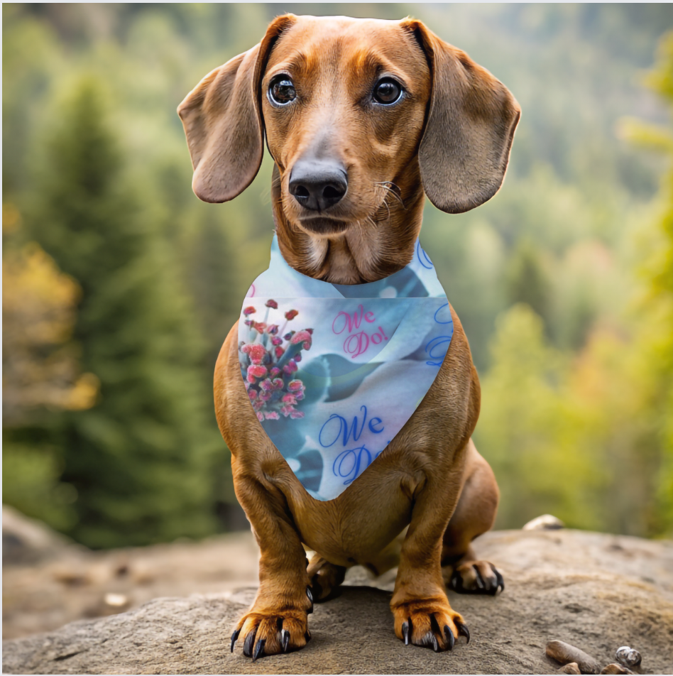 Bridal Pet Bandana with Fun "We Do" Design, Bridal Engagement Wedding Gift, Cat Dog Partywear, Cat Lady Pet Lover Gift