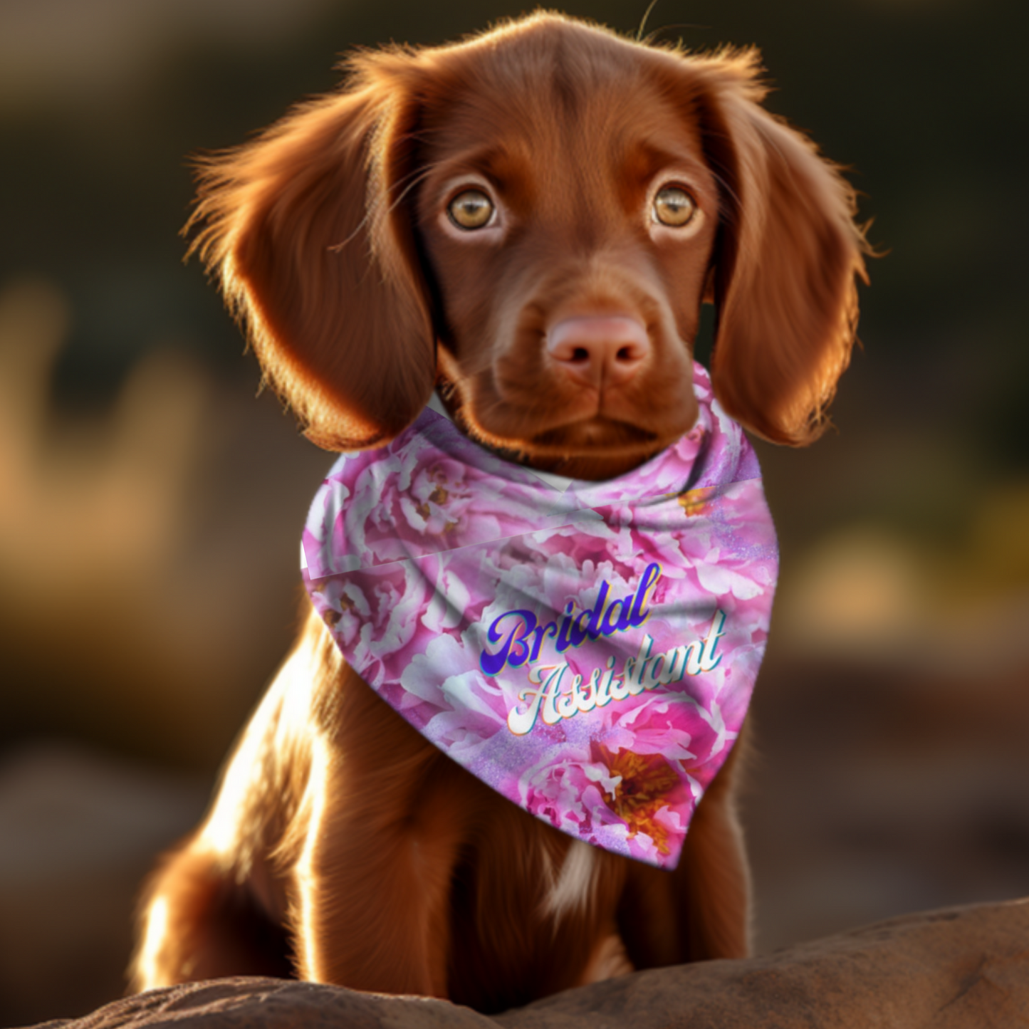 Colorful Floral "Bridal Assistant" Decorative Pet Bandana, Cat Dog Partywear, Engagement Wedding CatLady Dog Mom Gift For Bride