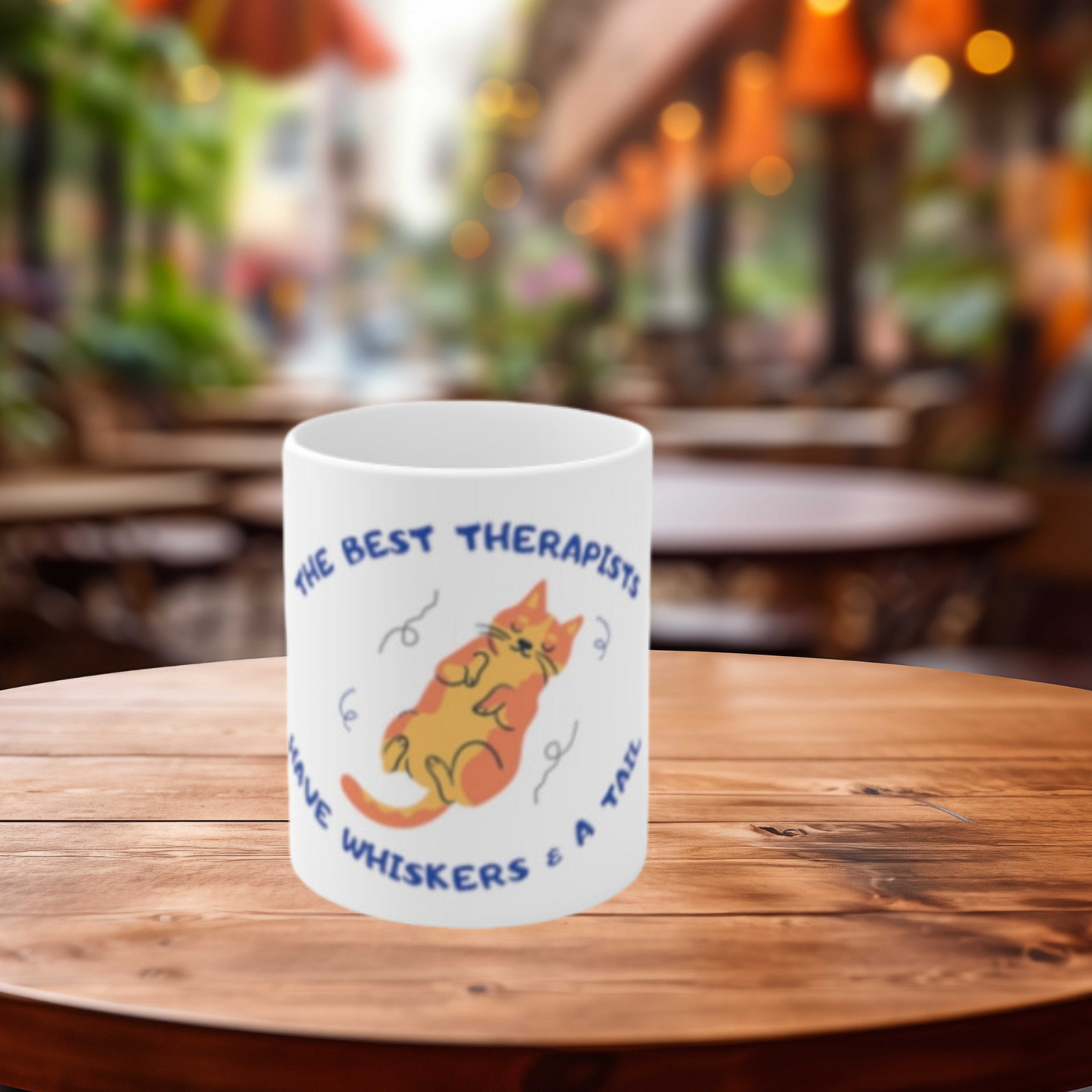 Cat-Loving Coffee Mug With Truthful "The Best Therapists Have Whiskers," Slogan, Great Pet Lover Cat Mom Gift, Ceramic, 11oz