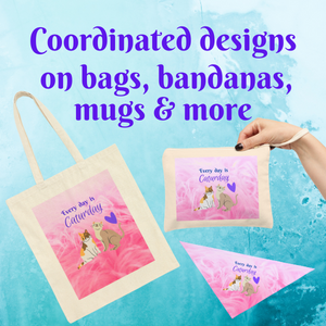 Pink "Every day is Caturday" CatLady Canvas Tote, Pretty & Practical Pet Lover Cat Lady Gift, Birthday Christmas Mom Gift