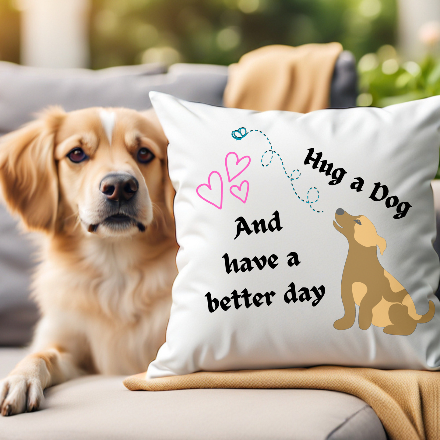 Canvas Dog Mom Tote - "Hug A Dog ..." Slogan & Design