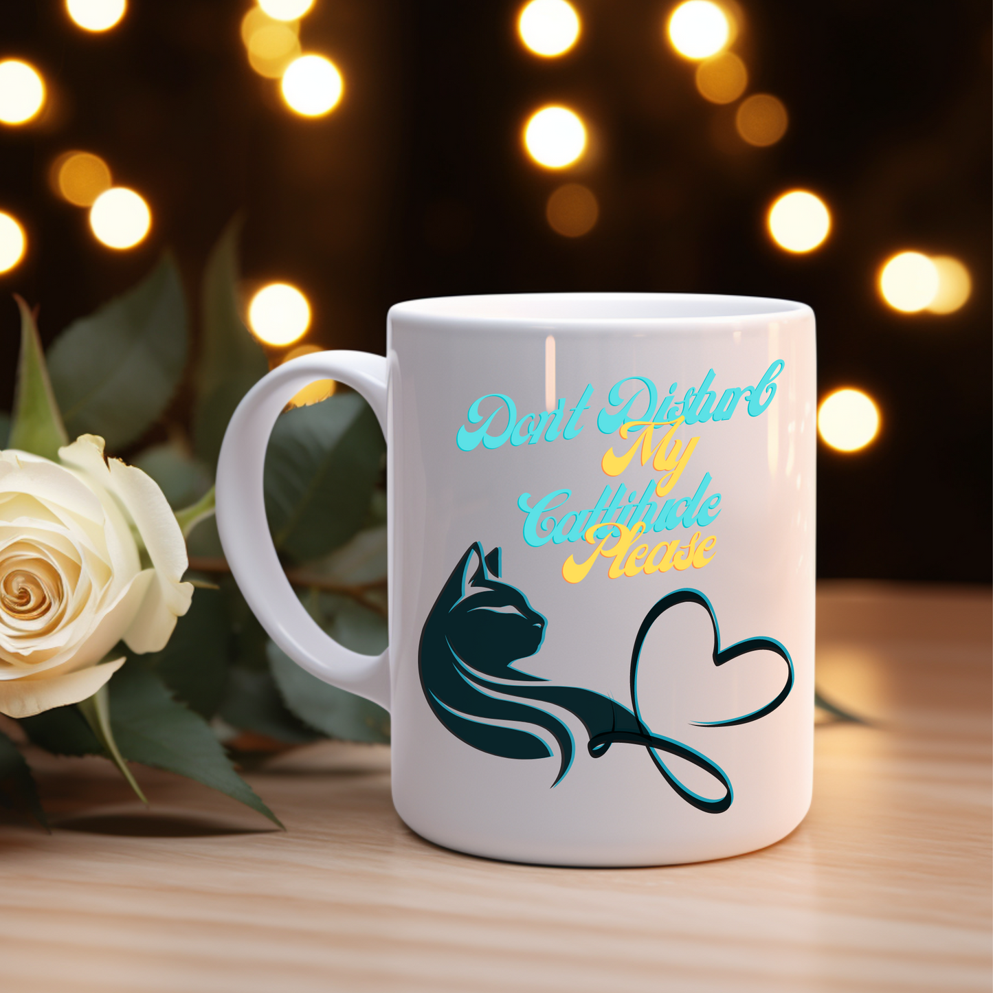 Sassy "Don't Disturb My Cattitude" Cat Lover Coffee Mug, Great Pet Lovers Mom Gift, Ceramic, 11oz